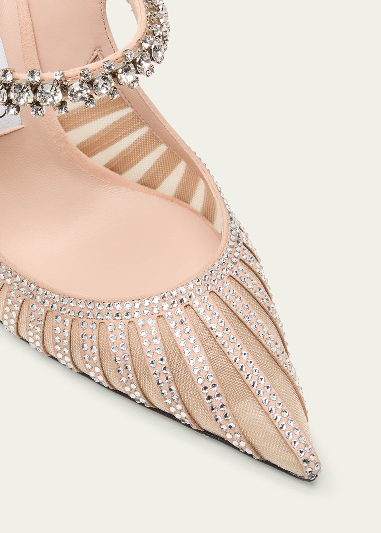Jimmy Choo Bing Mesh Crystal Strap Mule Pumps