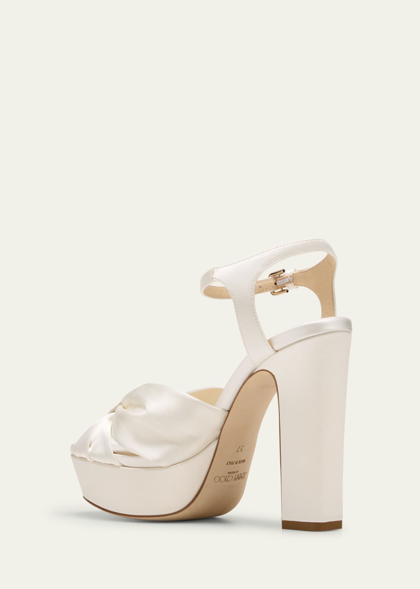 Jimmy Choo Heloise Cotton Ankle-Strap Platform Sandals Image 2 of 3