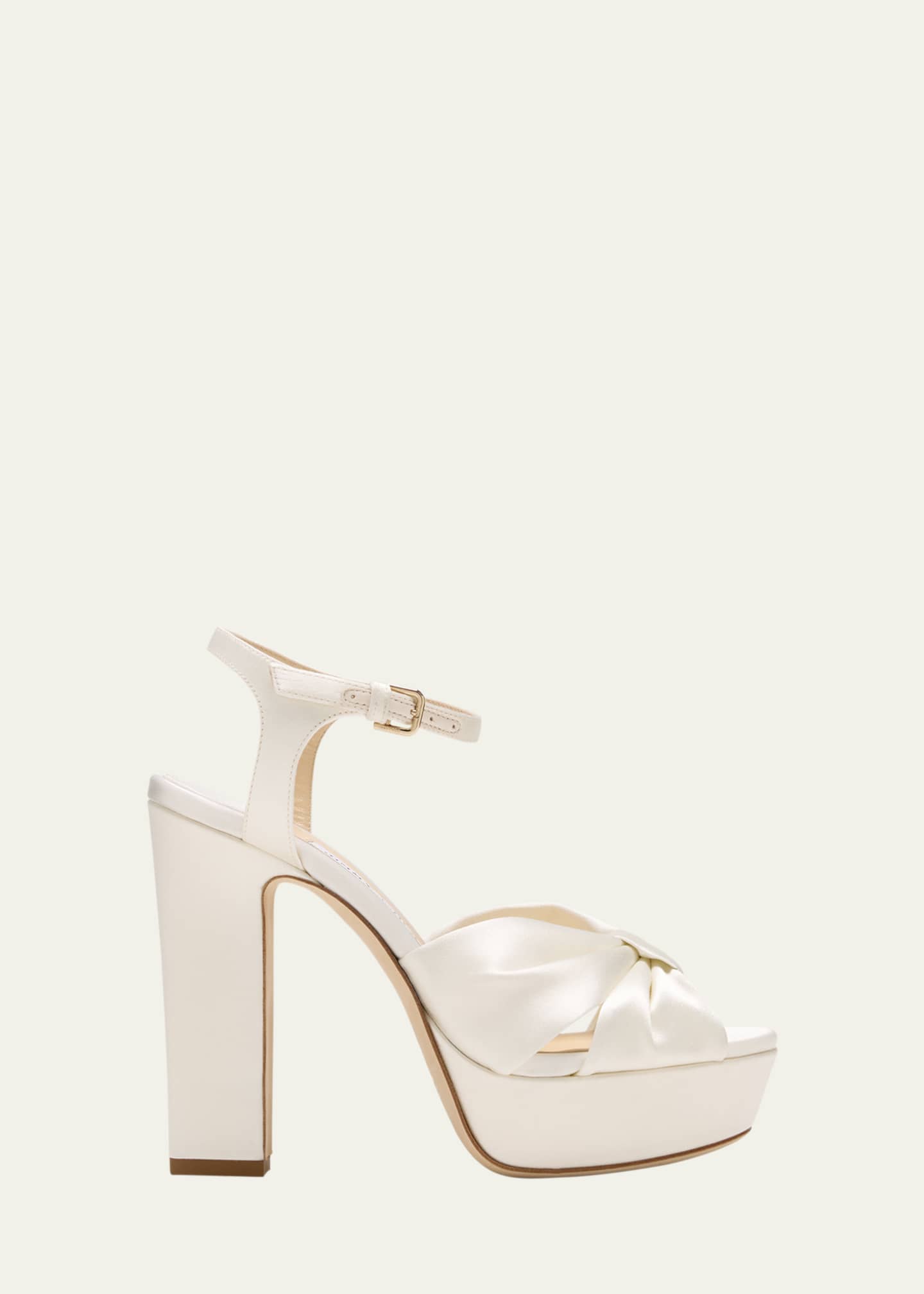 Jimmy Choo Heloise Cotton Ankle-Strap Platform Sandals Image 1 of 3