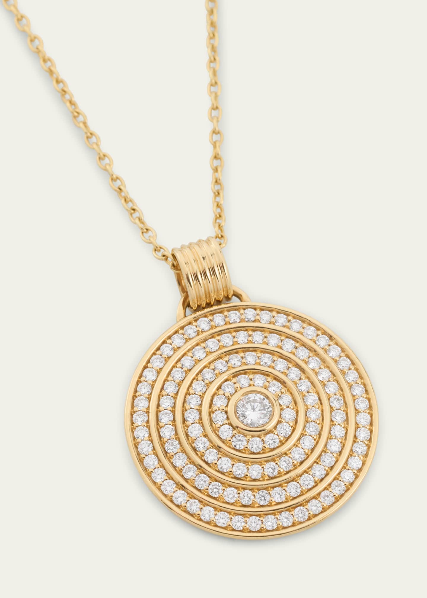 ALMASIKA 18K Yellow Gold Universum Pave Medallion Necklace with White Diamonds Image 3 of 4