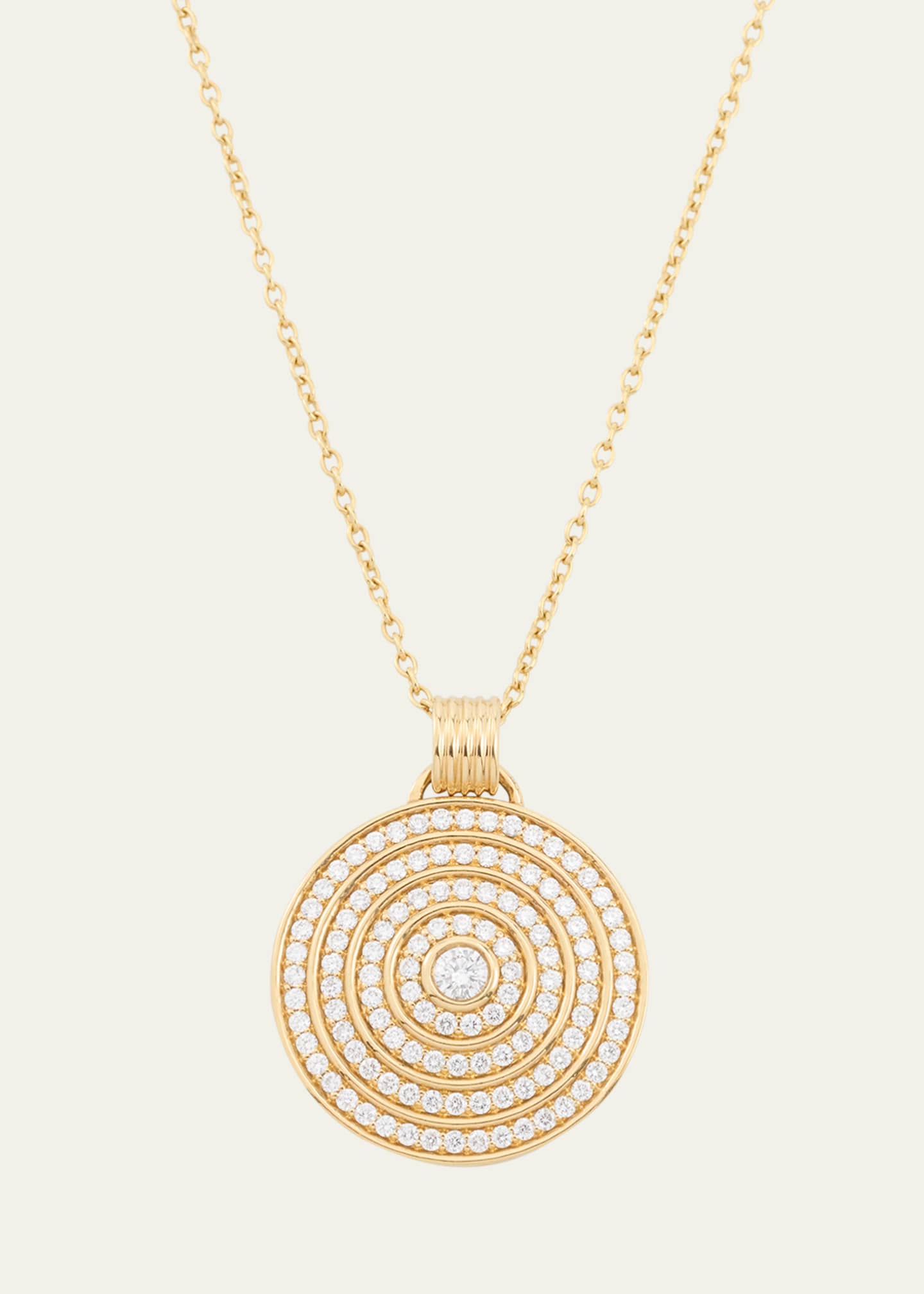 ALMASIKA 18K Yellow Gold Universum Pave Medallion Necklace with White Diamonds Image 1 of 4
