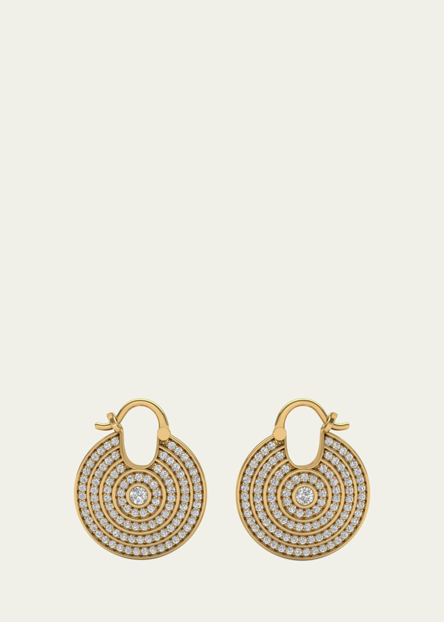ALMASIKA 18K Yellow Gold Universum Pave Hoop Earrings with White Diamonds