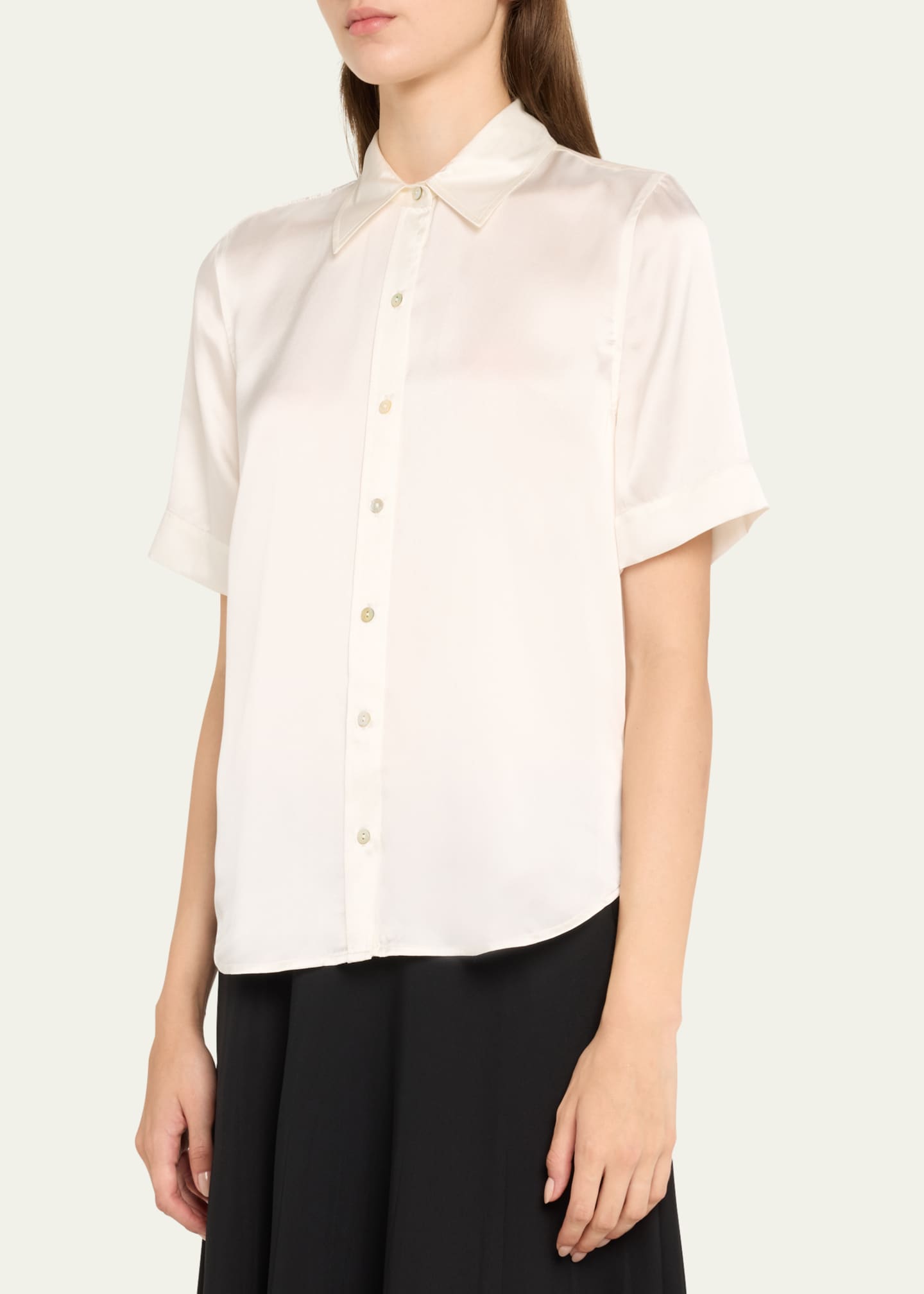 L'Agence Ellah Short-Sleeve Silk Blouse Image 4 of 5