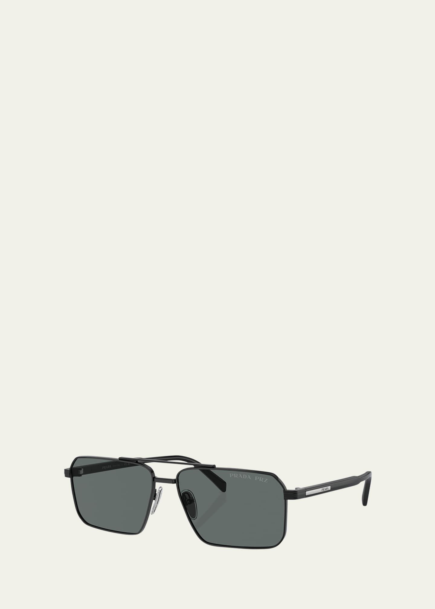 Prada Men's Metal Plaque Sunglasses Image 2 of 3