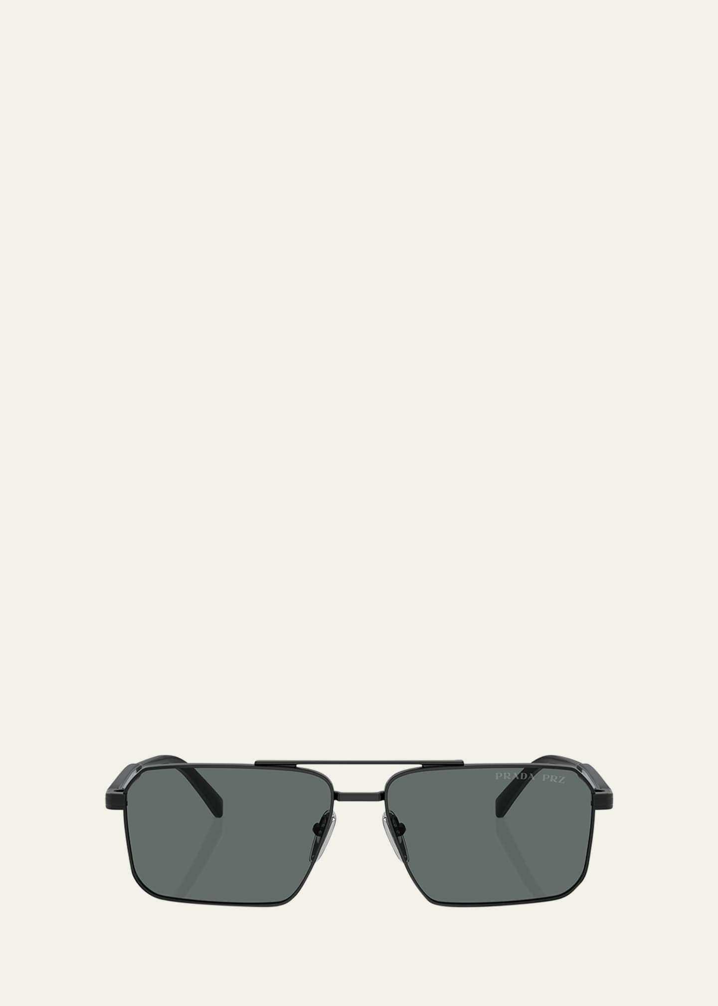 Prada Men's Metal Plaque Sunglasses Image 1 of 3