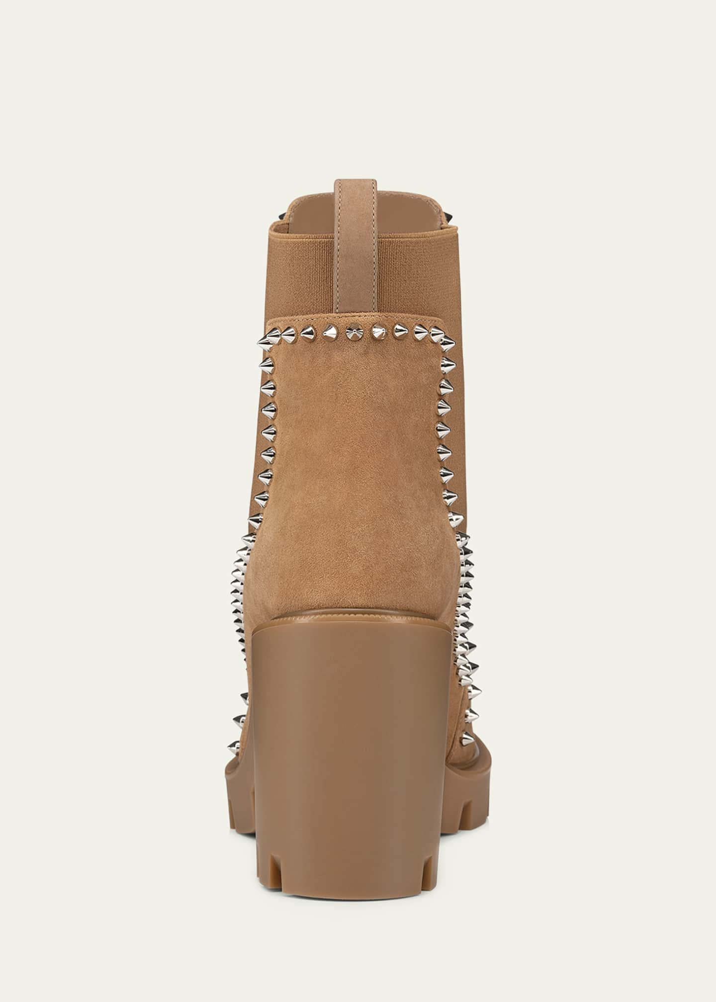 Christian Louboutin Spikes Suede Chelsea Red Sole Booties Image 2 of 2