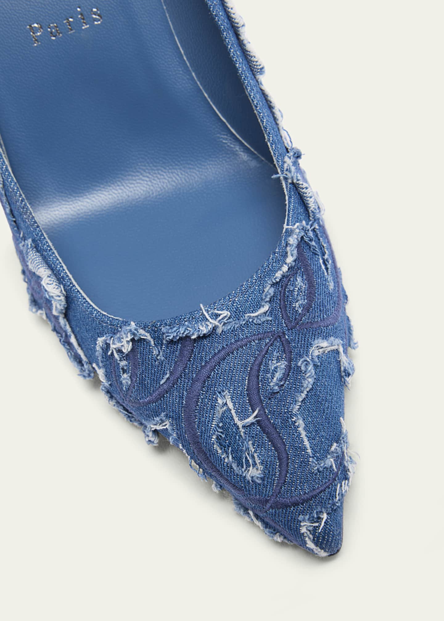 Christian Louboutin Kate Distressed Denim Red Sole Pumps Image 3 of 4