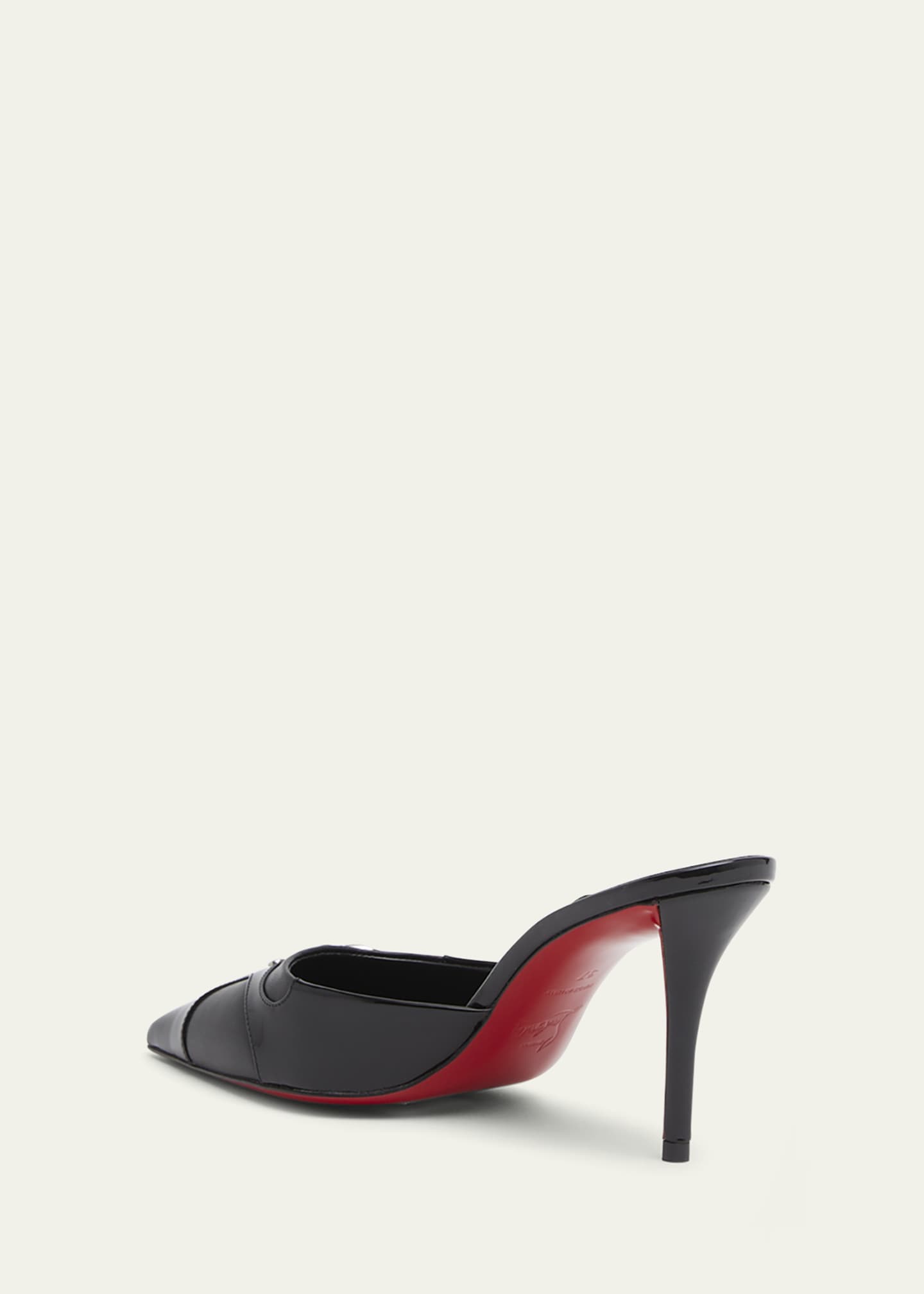 Christian Louboutin Mixed Leather Logo Charm Red Sole Mules