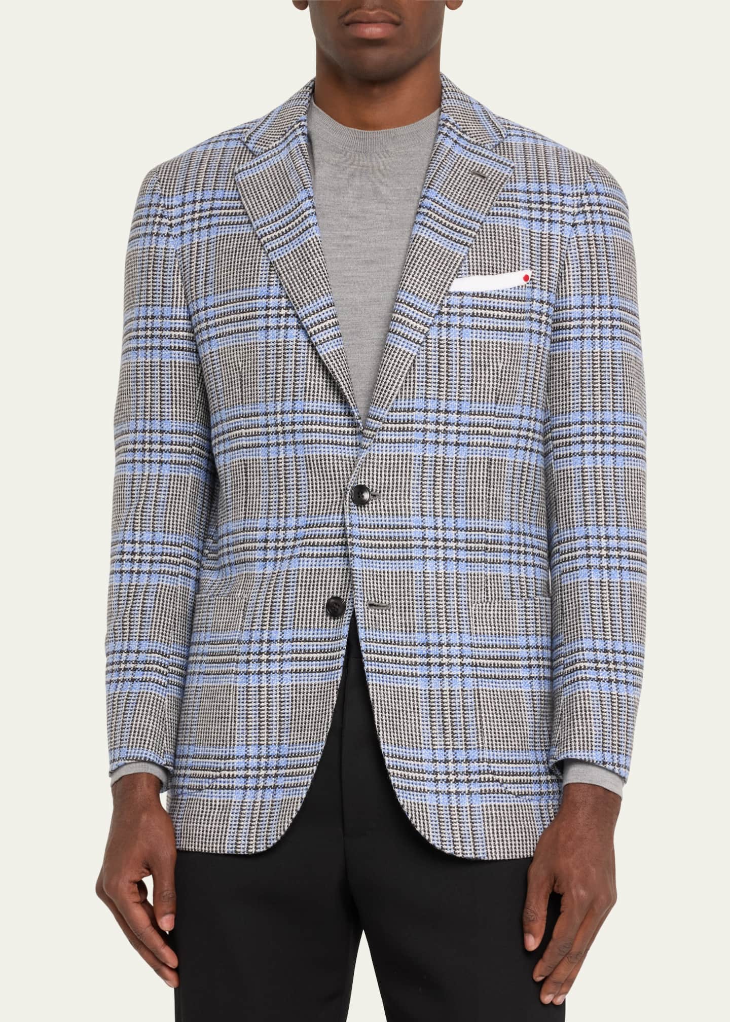 Kiton Men's Two-Tone Plaid Sport Coat Image 4 of 5