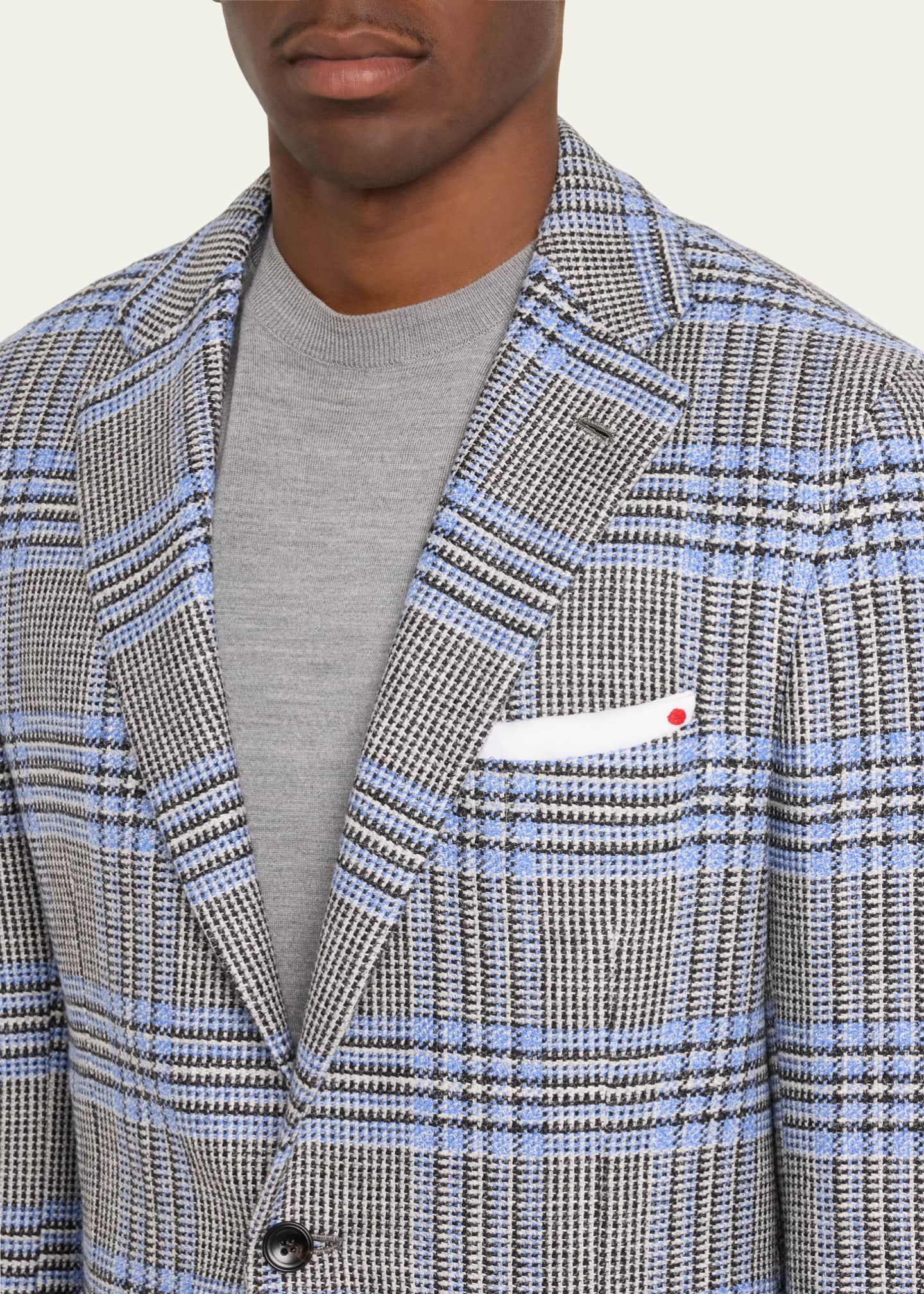 Kiton Men's Two-Tone Plaid Sport Coat Image 5 of 5
