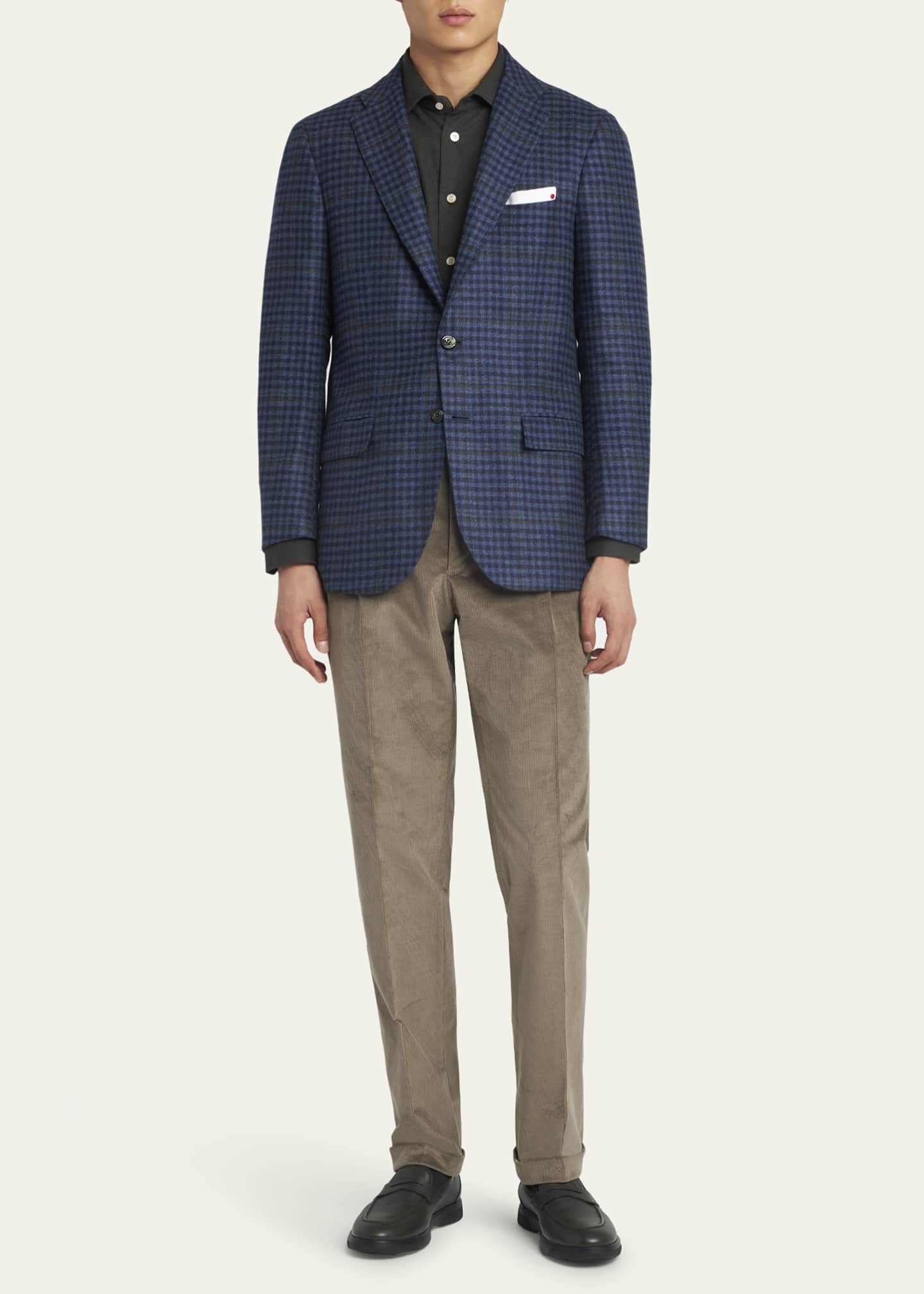 Kiton Men's Cashmere-Wool Check Sport Coat Image 2 of 5