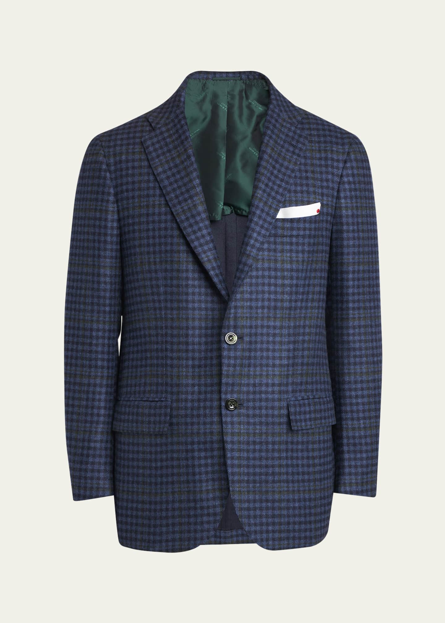 Kiton Men's Cashmere-Wool Check Sport Coat Image 1 of 5