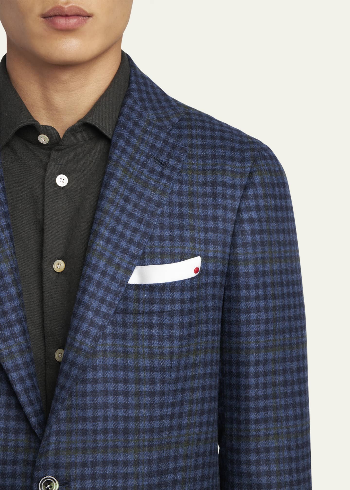Kiton Men's Cashmere-Wool Check Sport Coat Image 5 of 5