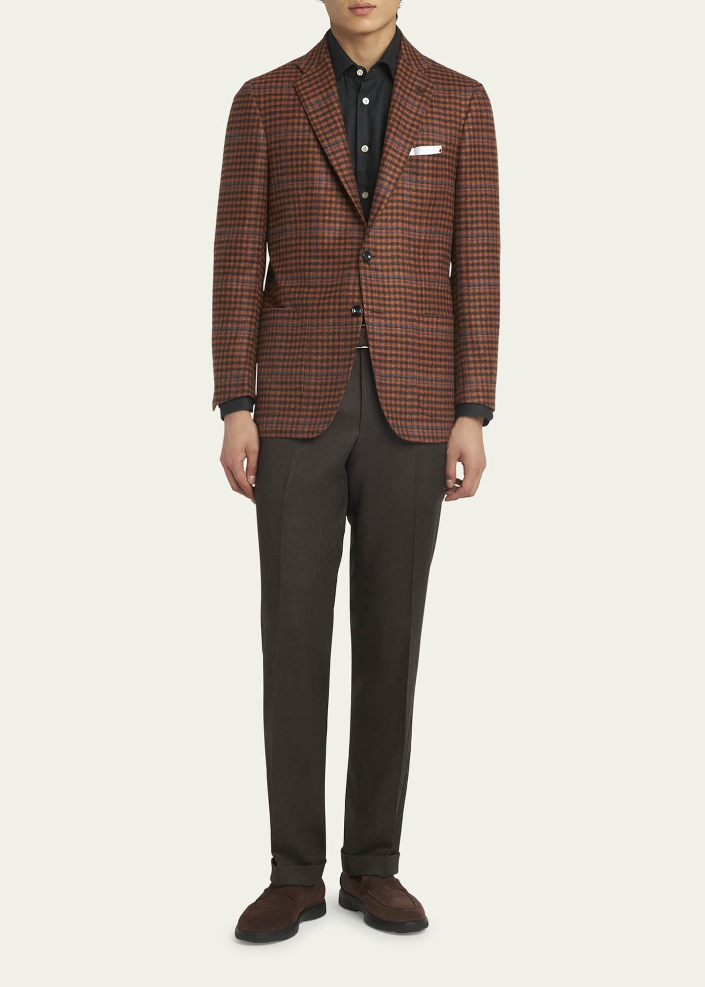 Kiton Men's Cashmere-Wool Check Sport Coat Image 2 of 5