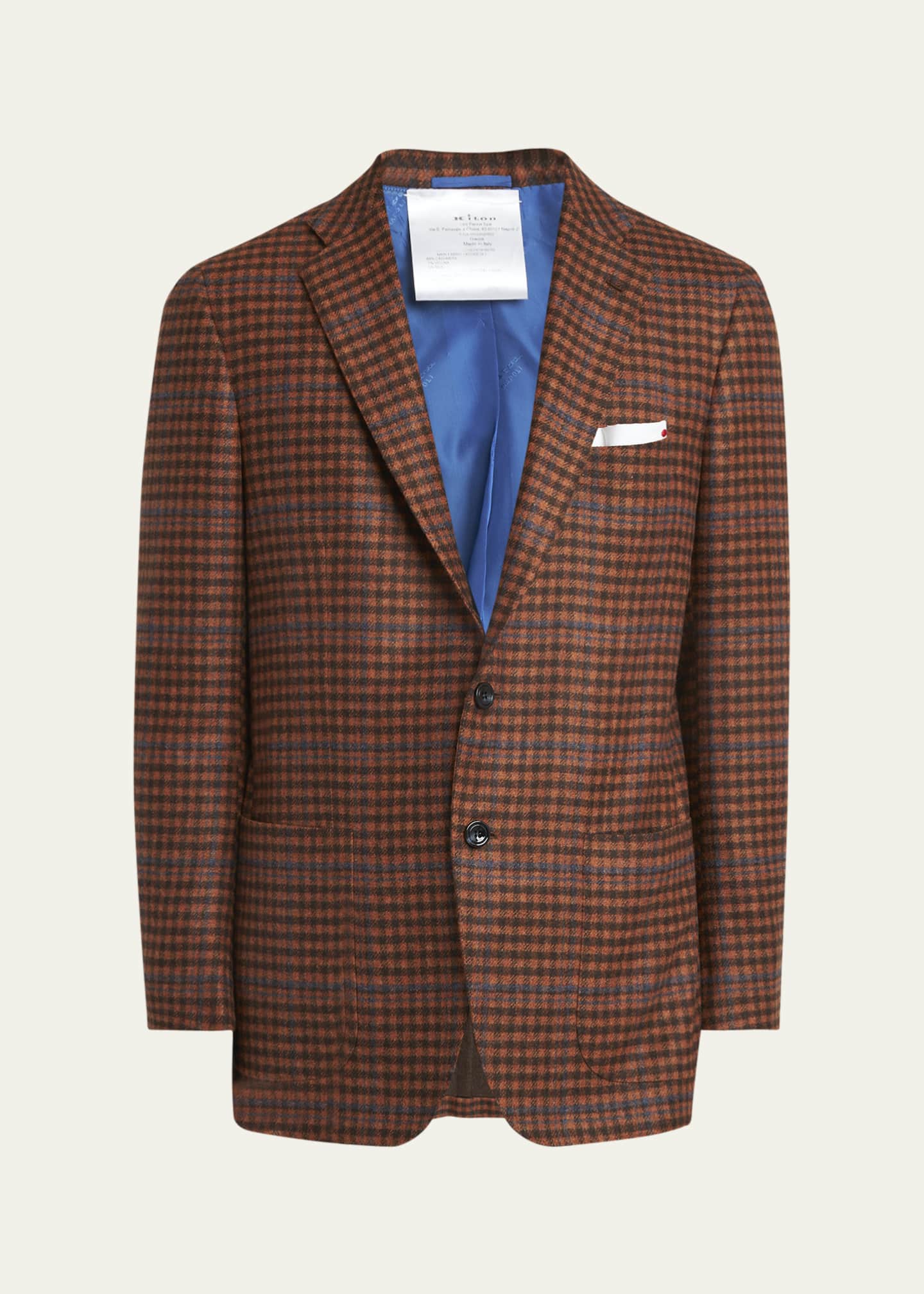 Kiton Men's Cashmere-Wool Check Sport Coat Image 1 of 5