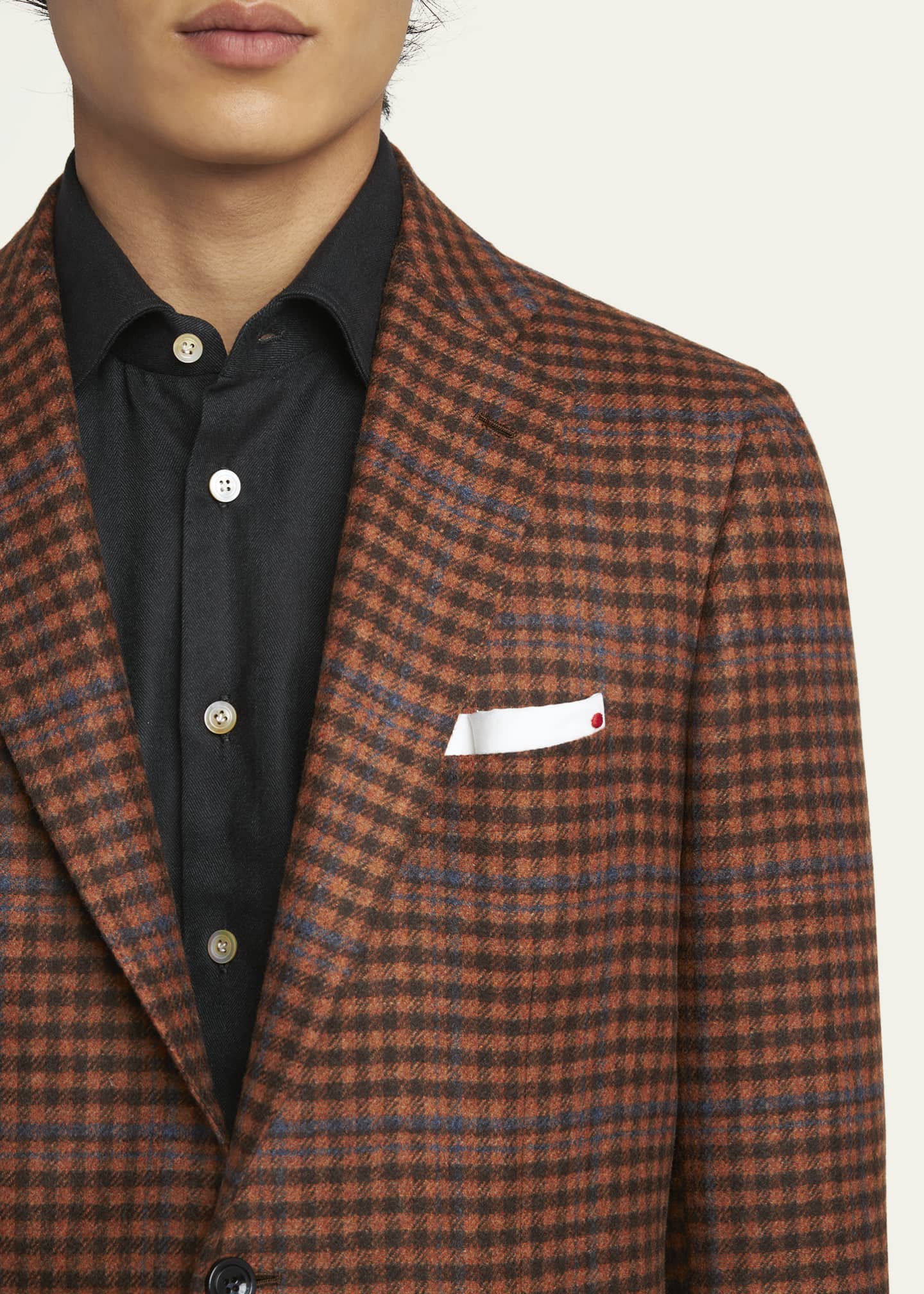 Kiton Men's Cashmere-Wool Check Sport Coat Image 5 of 5