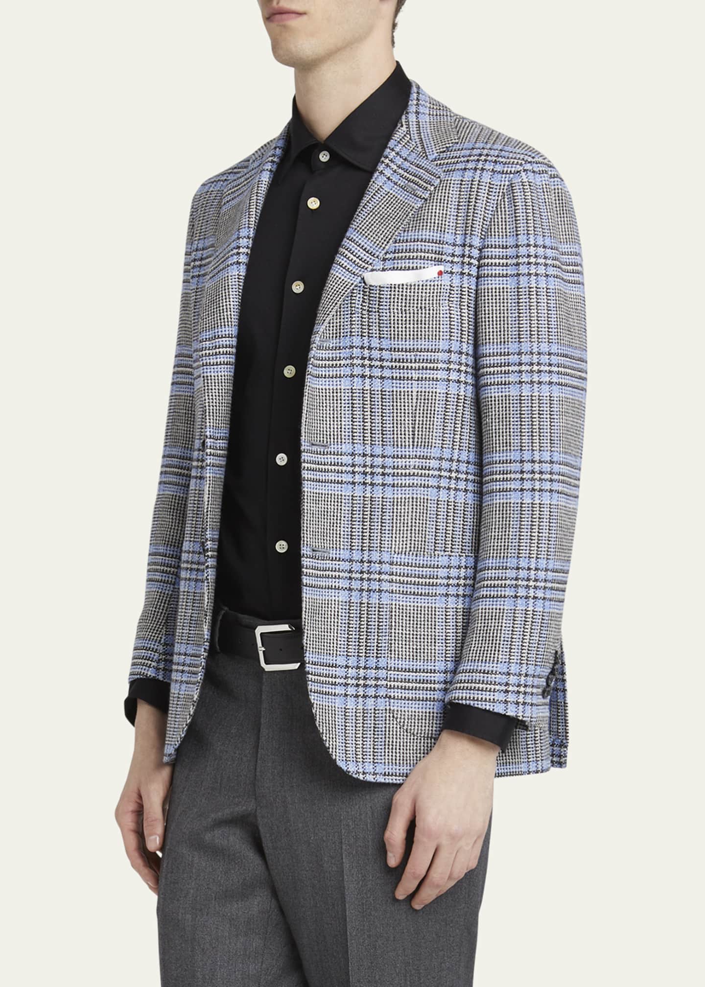 Men's Cashmere Plaid Sport Coat - Thumbnail 4