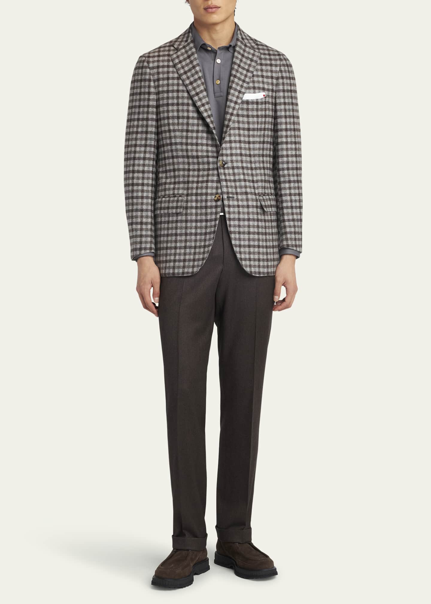 Kiton Men's Cashmere-Wool Check Sport Coat Image 2 of 5