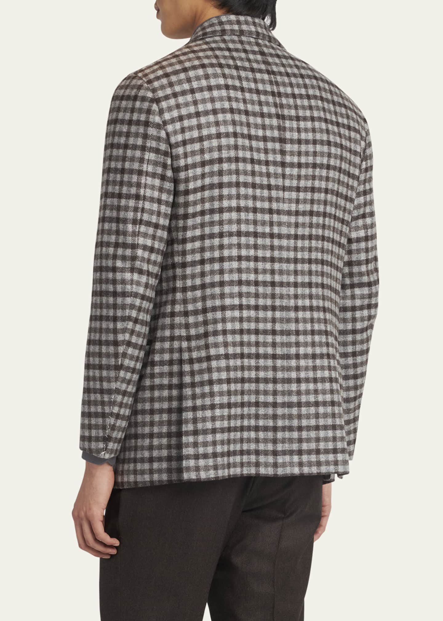 Kiton Men's Cashmere-Wool Check Sport Coat Image 3 of 5