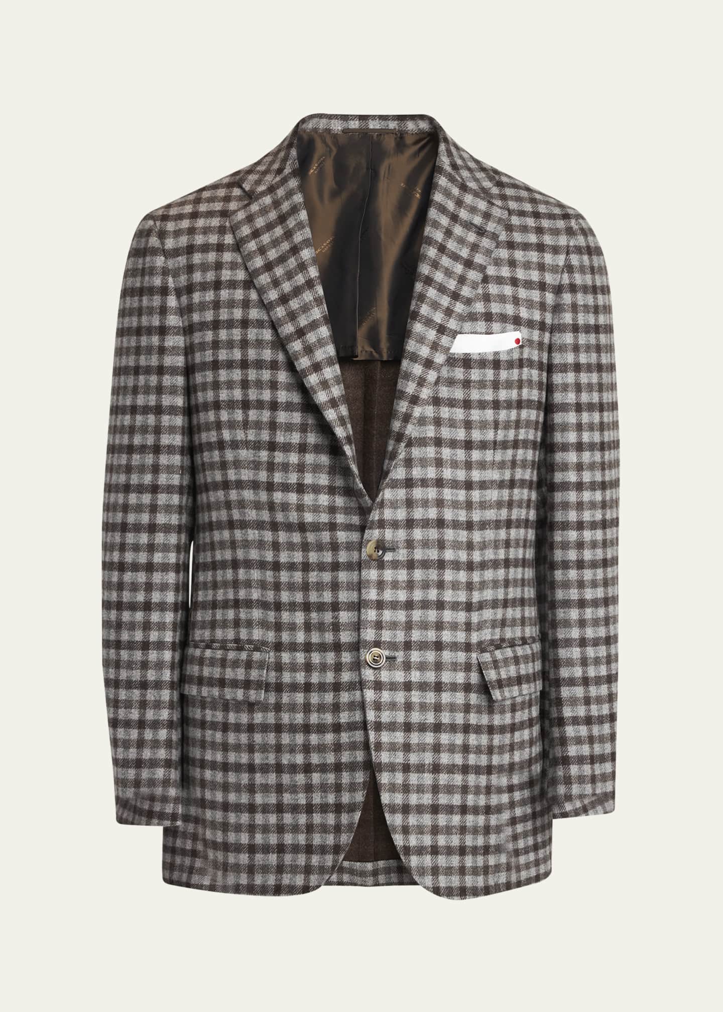 Kiton Men's Cashmere-Wool Check Sport Coat Image 1 of 5