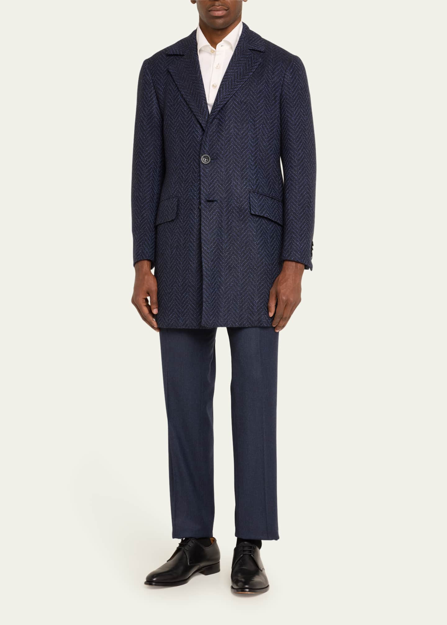 Kiton Men's Textured Blue Suit Trousers Image 2 of 5