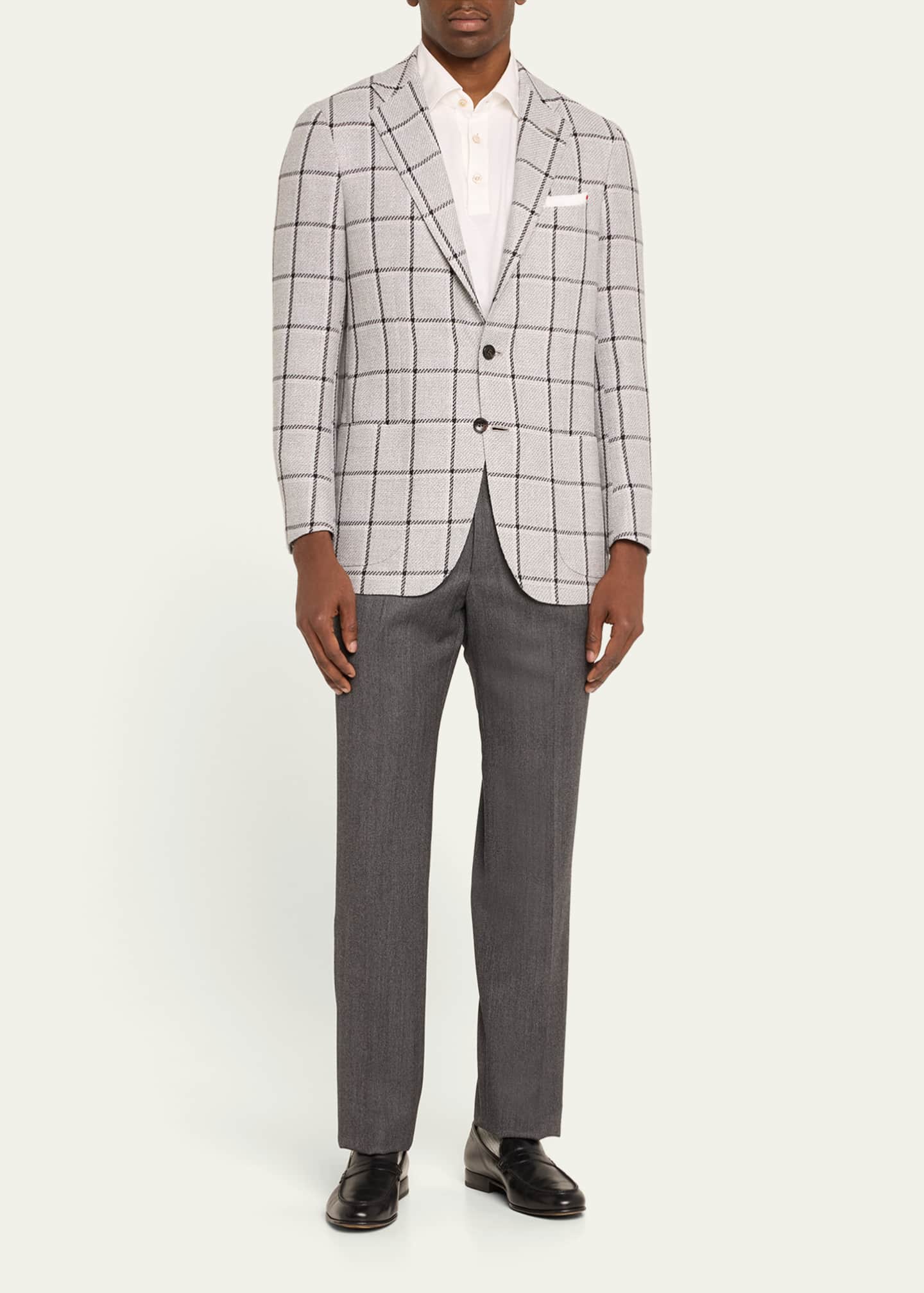 Kiton Men's Textured Grey Suit Trousers Image 2 of 5