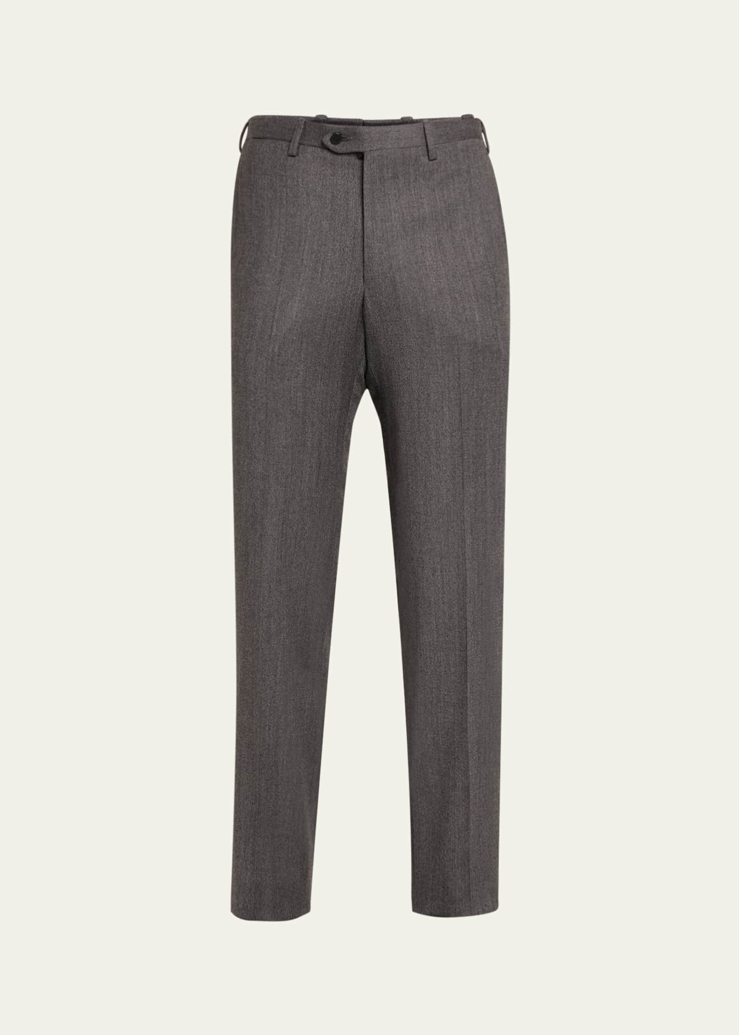 Kiton Men's Textured Grey Suit Trousers Image 1 of 5