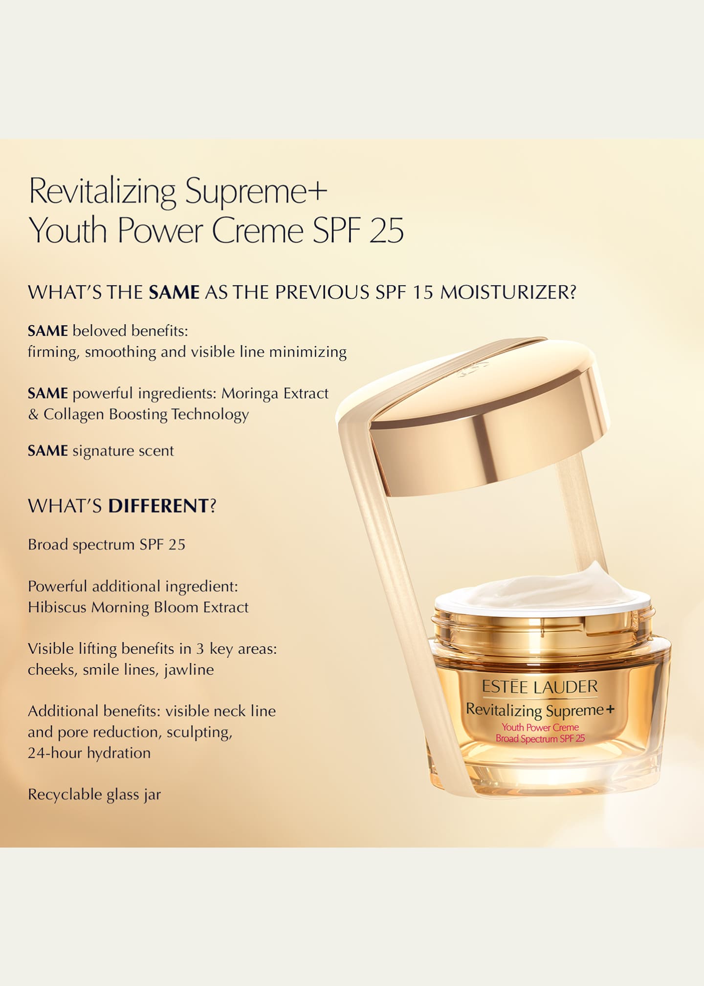 Estee Lauder Revitalizing Supreme+ Youth Power Creme SPF 25 Moisturizer, 2.5 oz. Image 4 of 5
