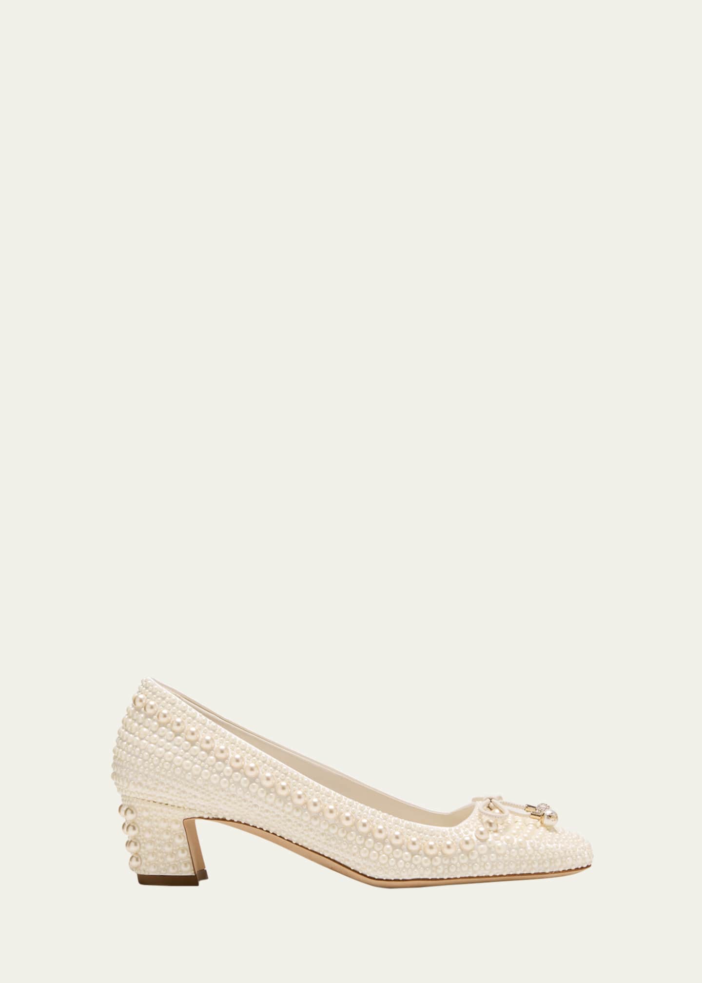 Jimmy Choo Elme Pearly Bow Ballerina Pumps