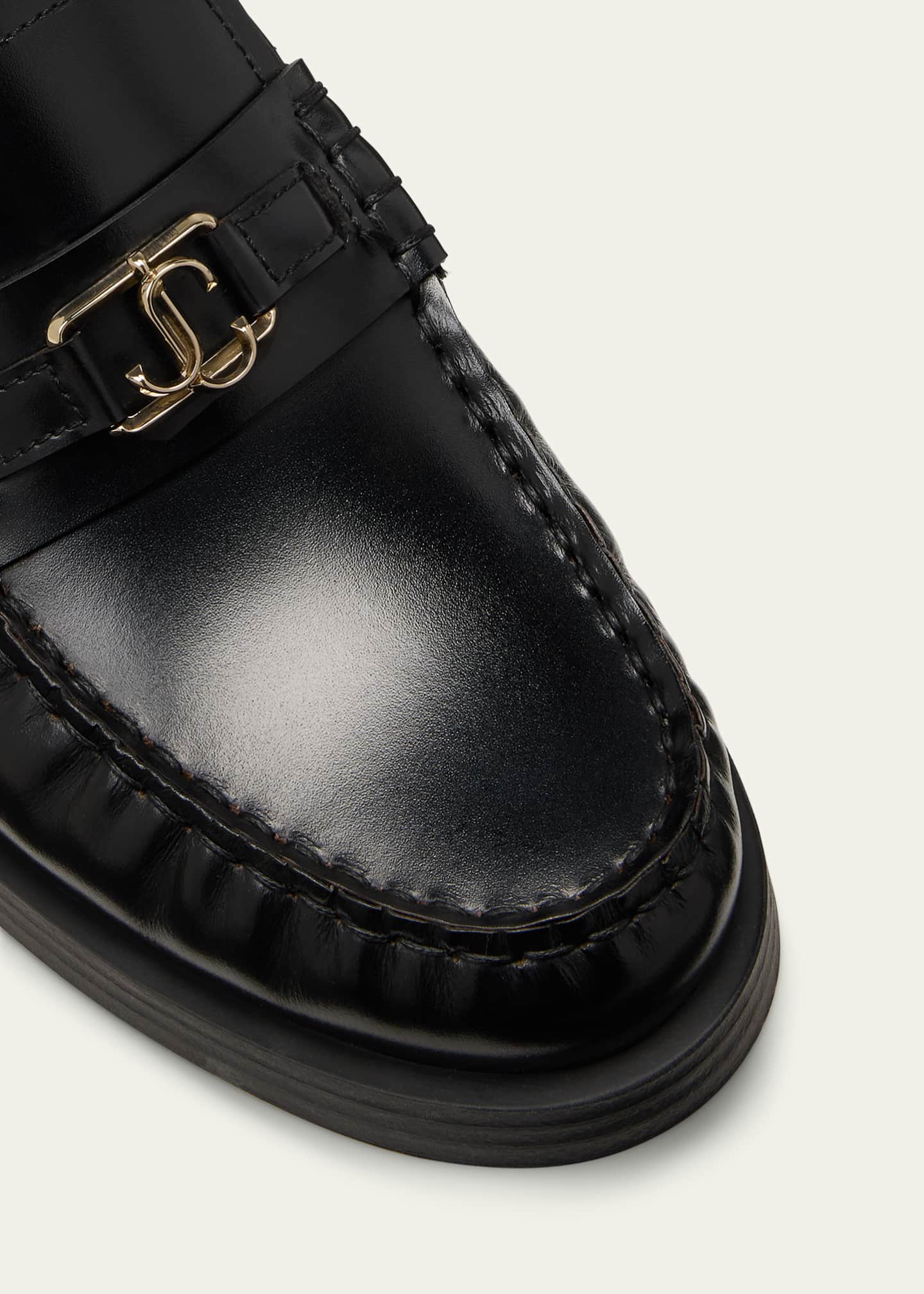 Jimmy Choo Addie Leather JC Slip-On Loafers Image 3 of 3