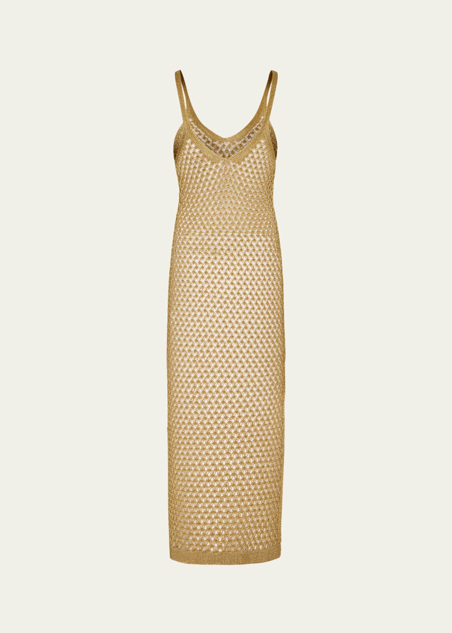Milly Cabana Metallic Mesh Midi Dress