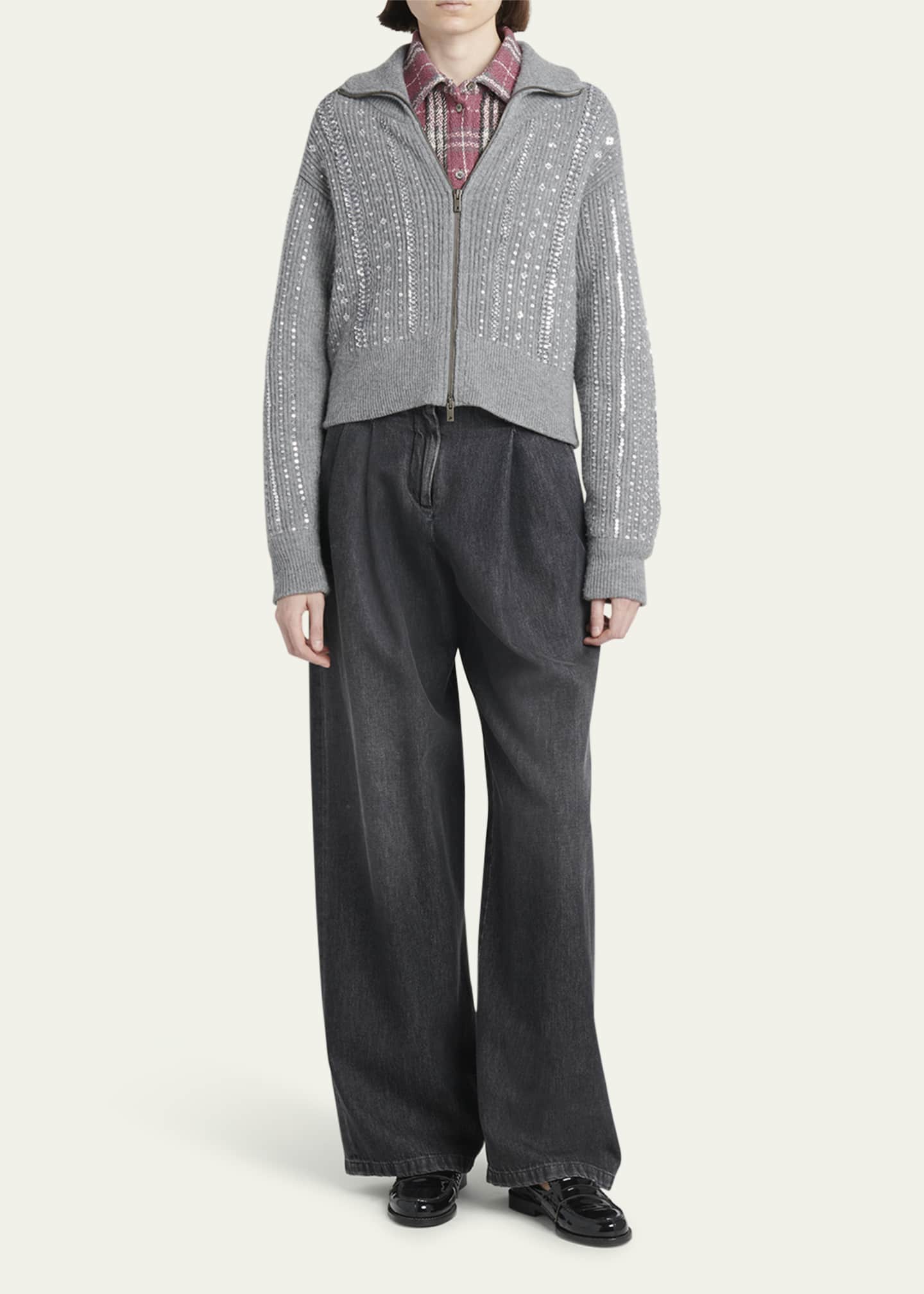 Golden Goose Journey Sequined Full Zip Sweater Image 2 of 5