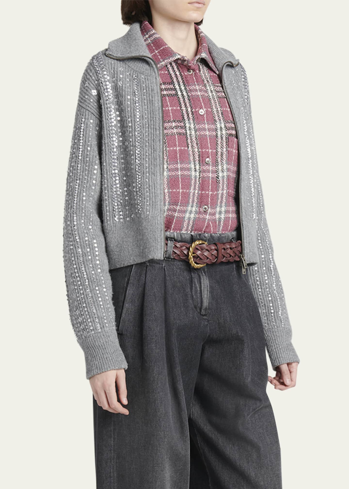 Golden Goose Journey Sequined Full Zip Sweater Image 4 of 5