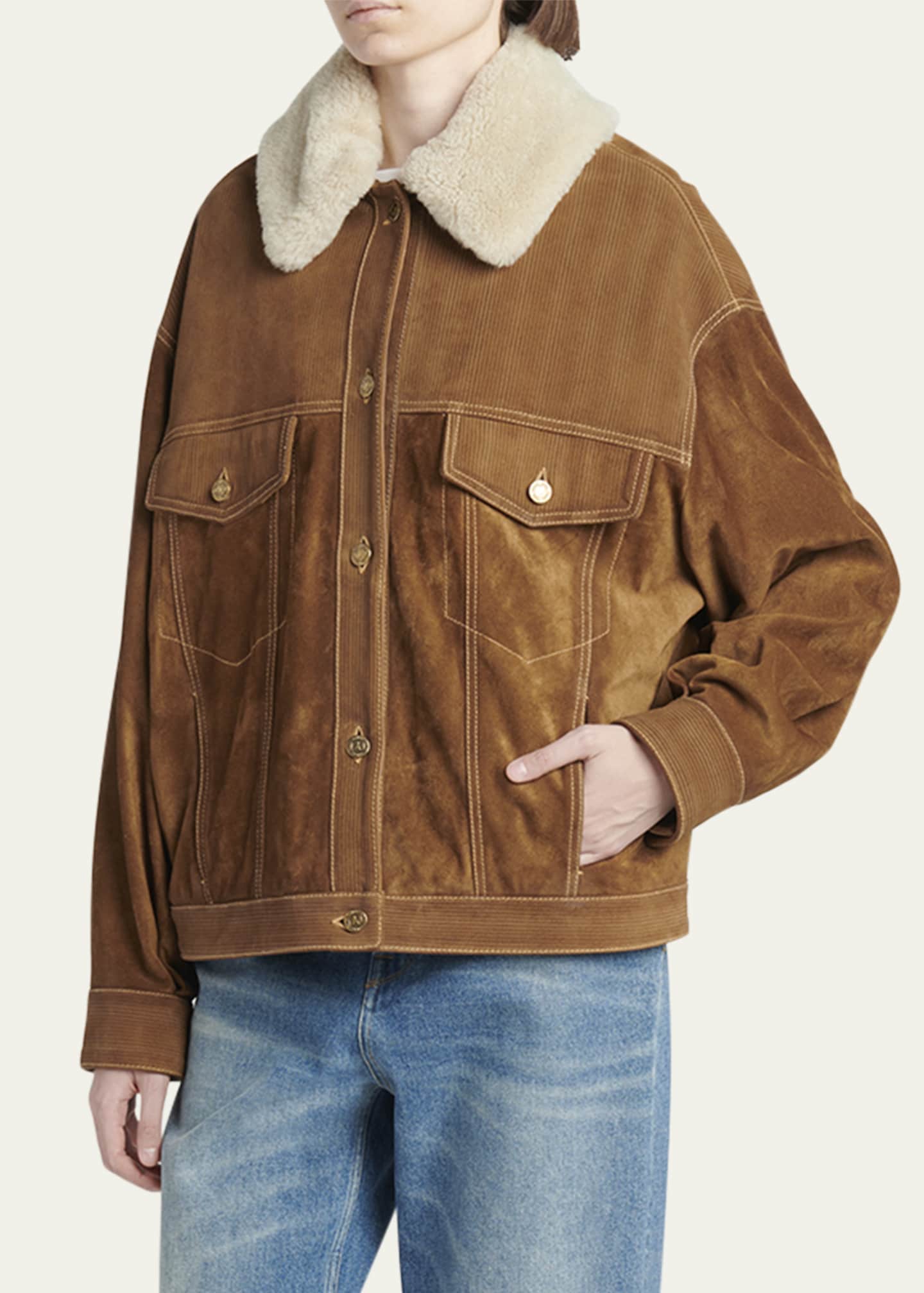 Golden Goose Journey Suede Jacket with Removable Collar Image 4 of 5