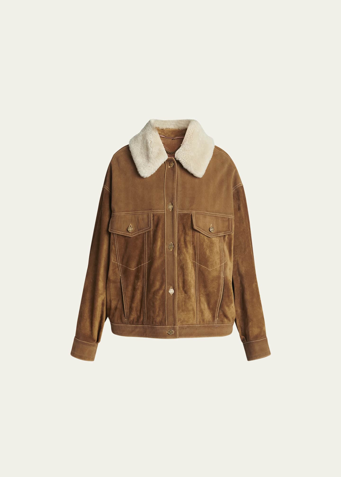 Golden Goose Journey Suede Jacket with Removable Collar Image 1 of 5
