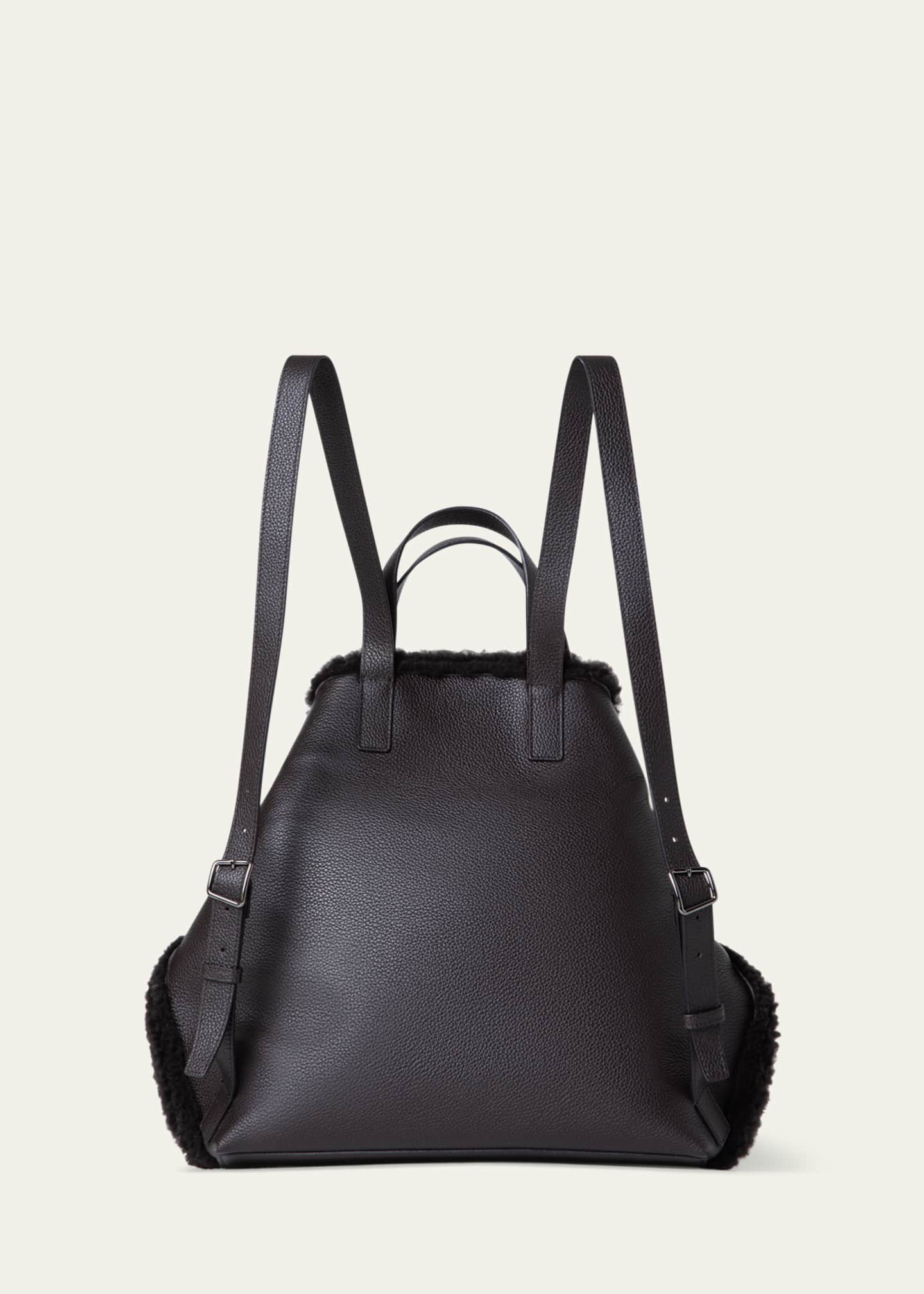 Akris Ai Medium Sheep Shearling and Leather Backpack Image 2 of 4
