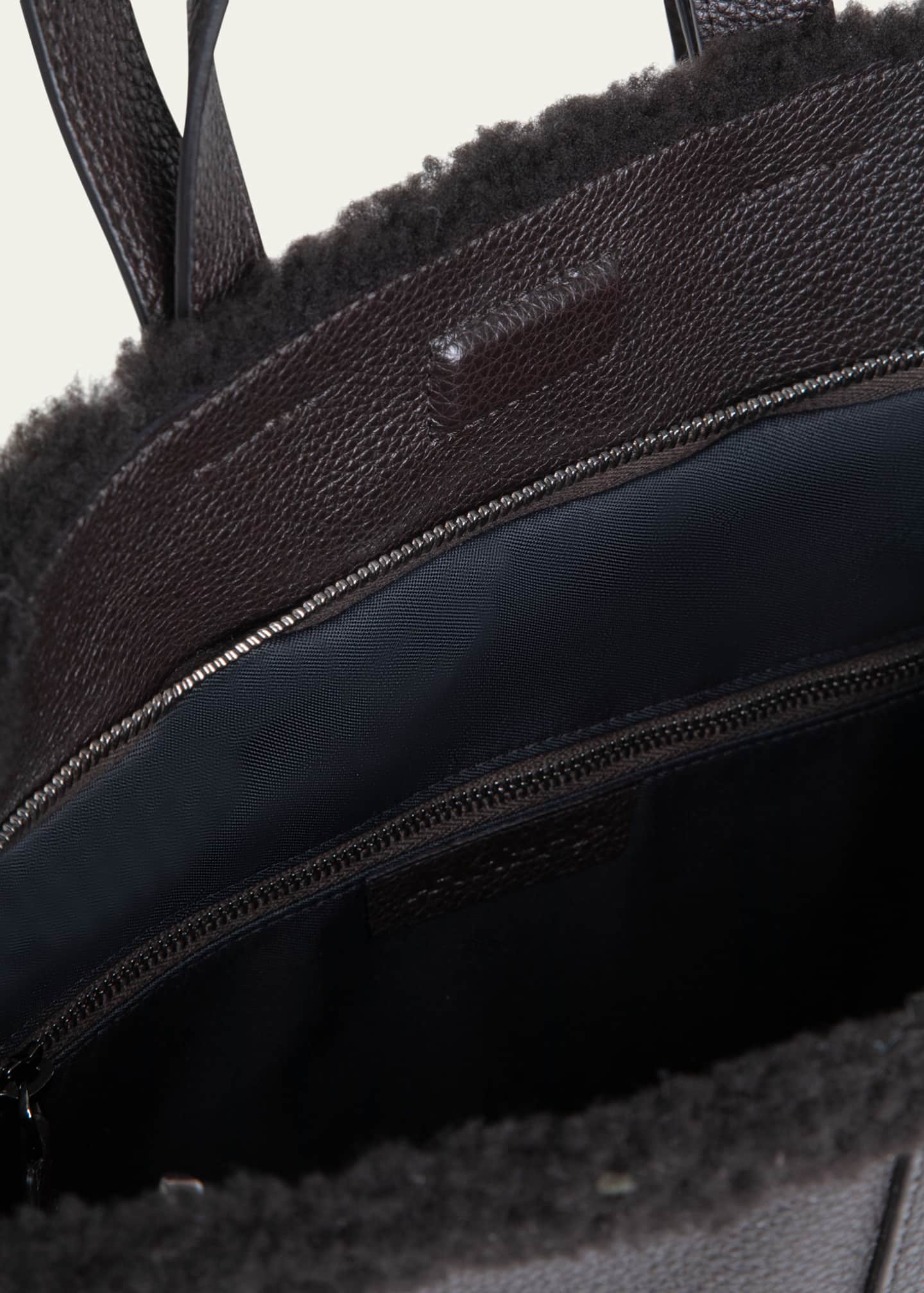 Akris Ai Medium Sheep Shearling and Leather Backpack Image 3 of 4
