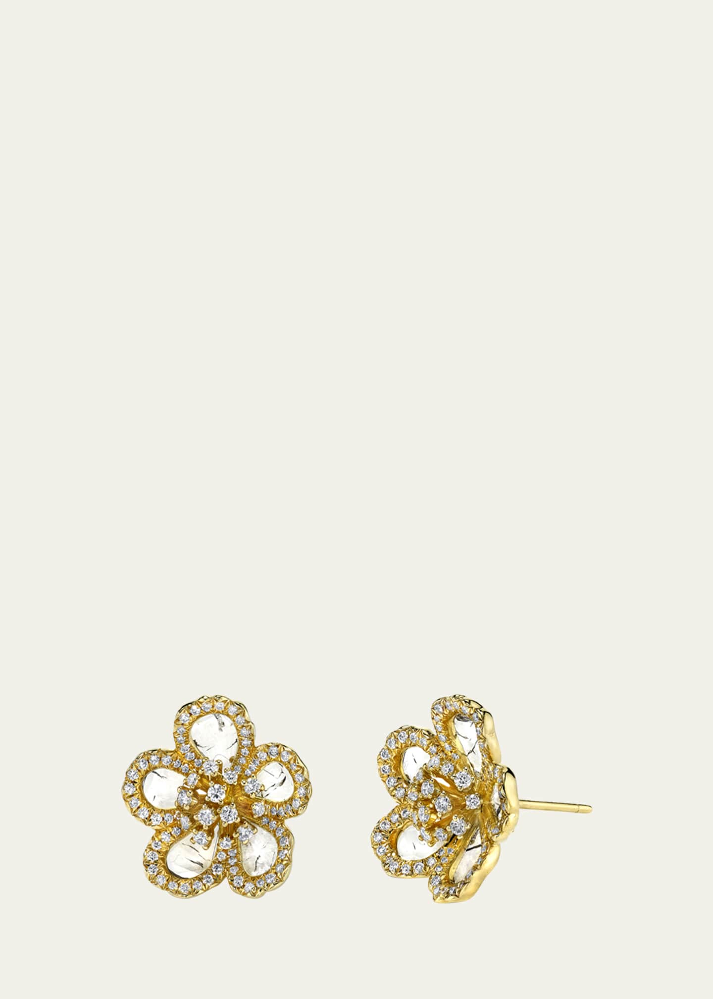 Bhansali Bhansali Grace Collection Flat Diamond Earrings, Yellow Gold