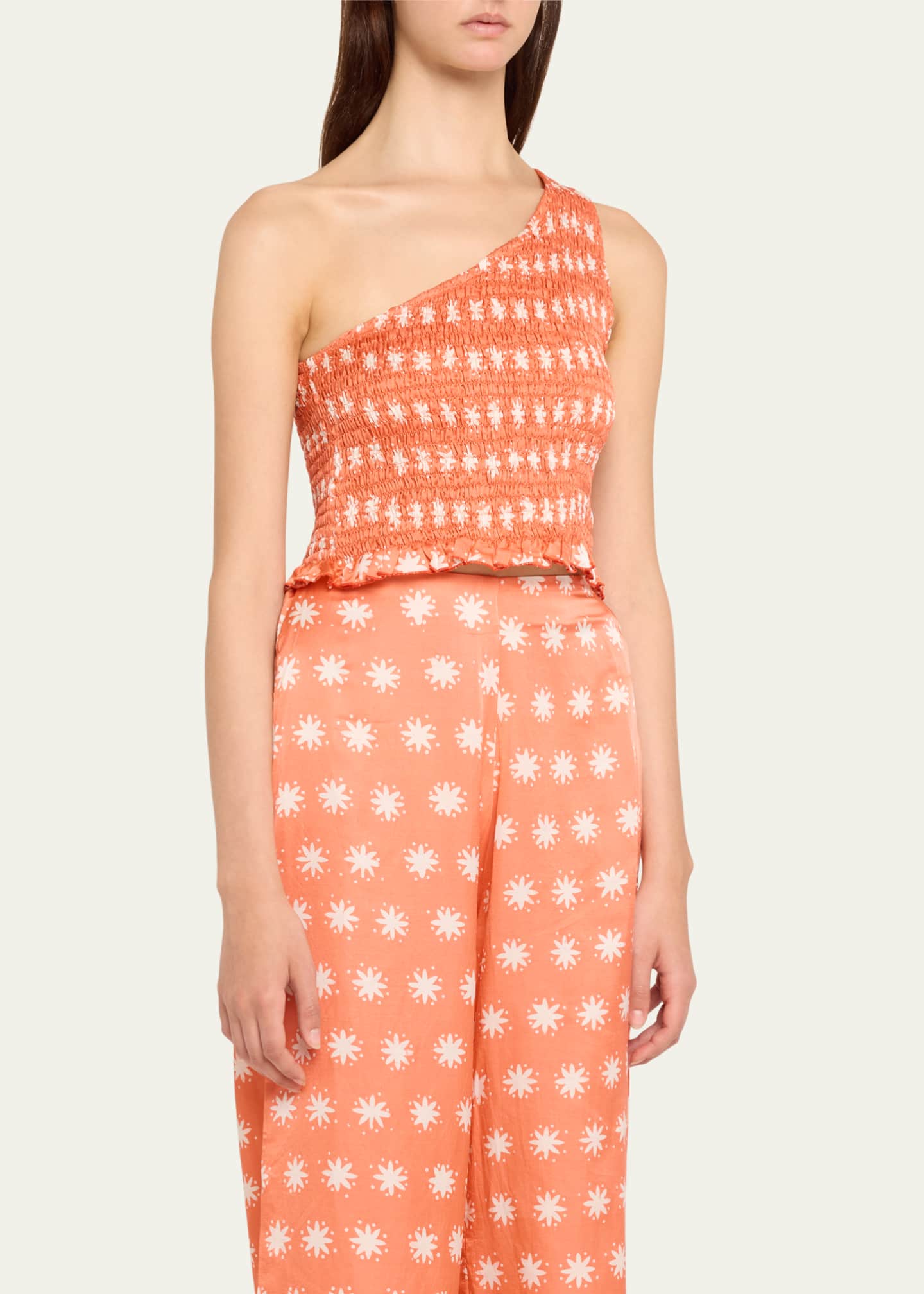 Cloe Cassandro Tara One-Shoulder Smocked Top Image 4 of 5