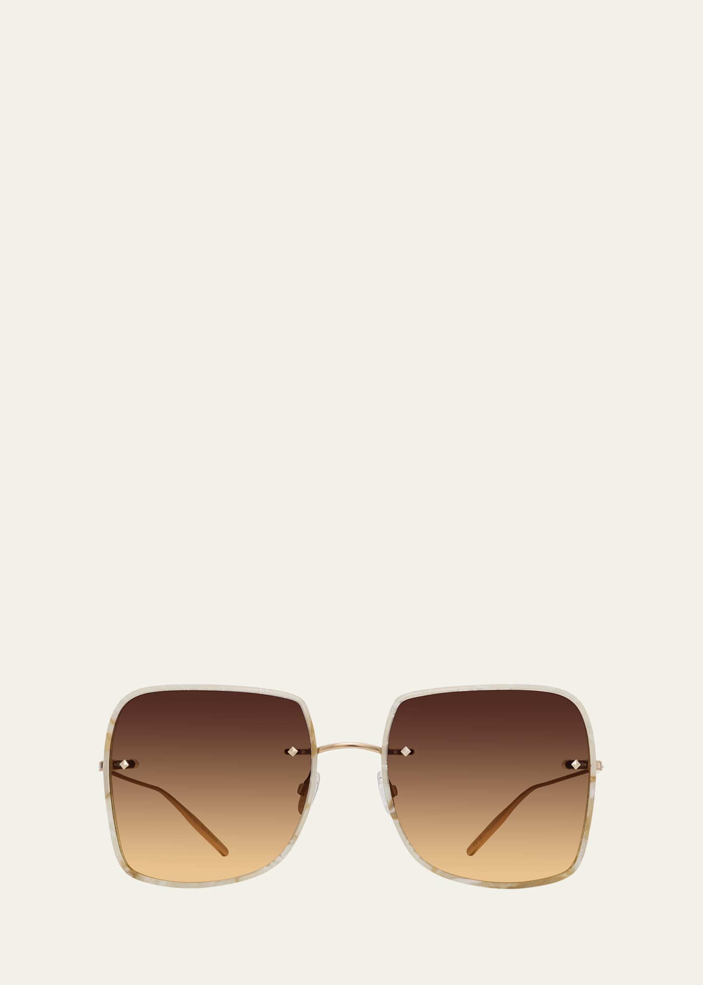 Barton Perreira Sharona Mahogany Titanium & Acetate Square Sunglasses