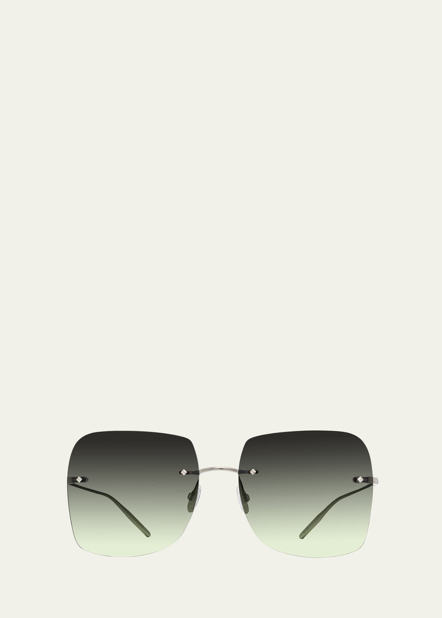 Barton Perreira Sharona Rimless Silver Titanium Square Sunglasses