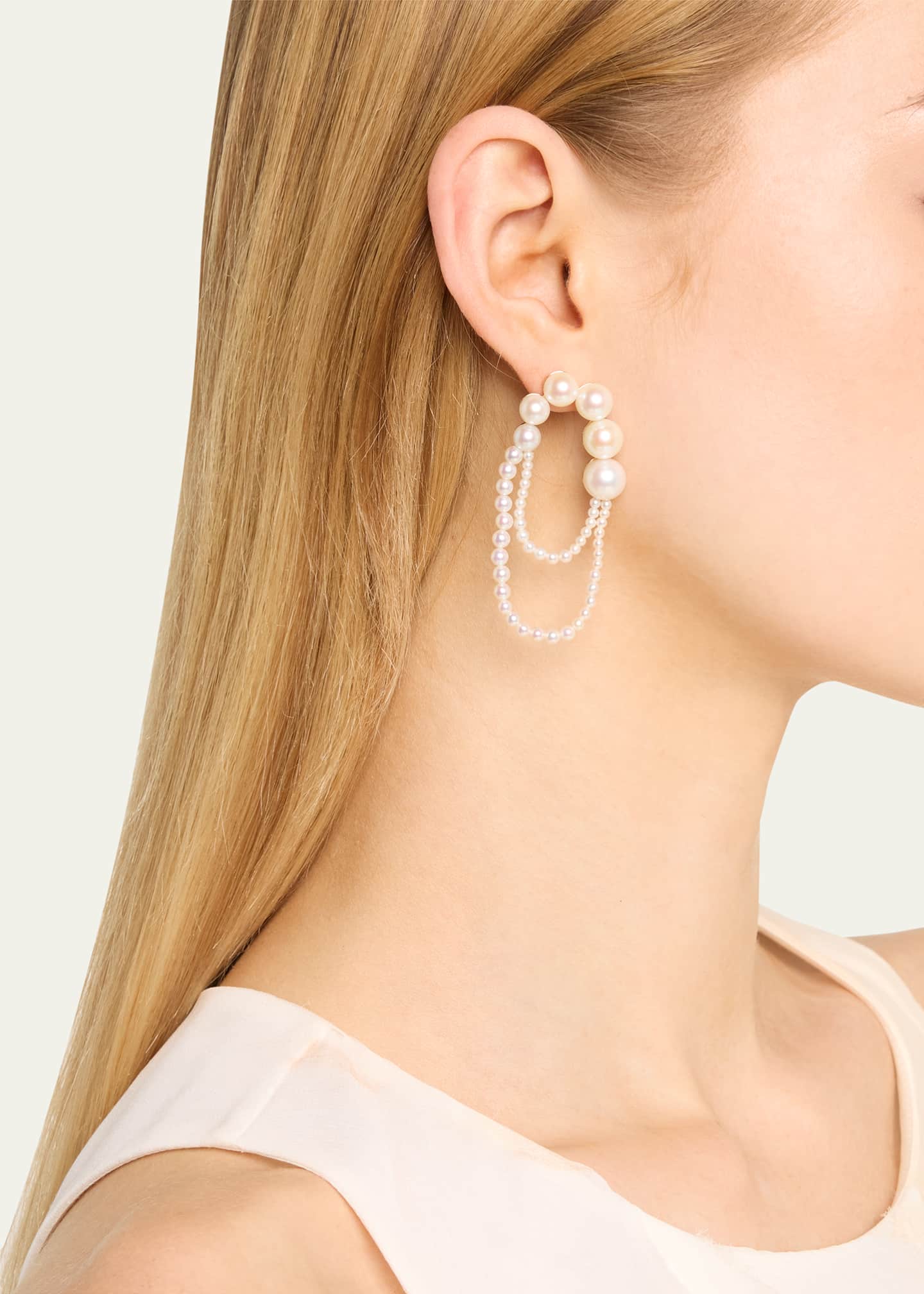 Sophie Bille Brahe Embrasse de Perle Graduated Loop Earrings, Single, Right Image 2 of 4