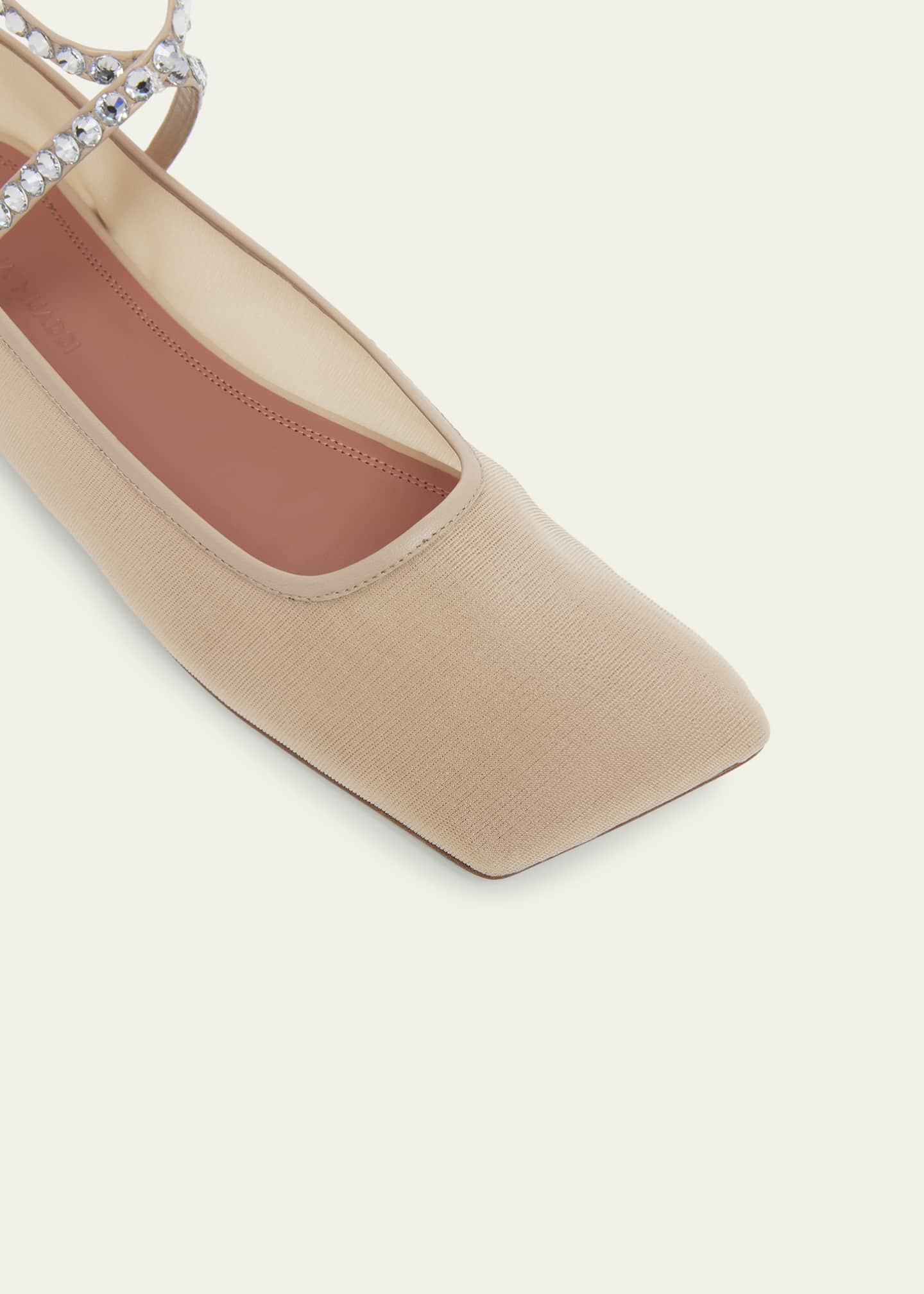 Amina Muaddi Ane Mesh Crystal Ankle-Strap Ballerina Flats Image 5 of 5