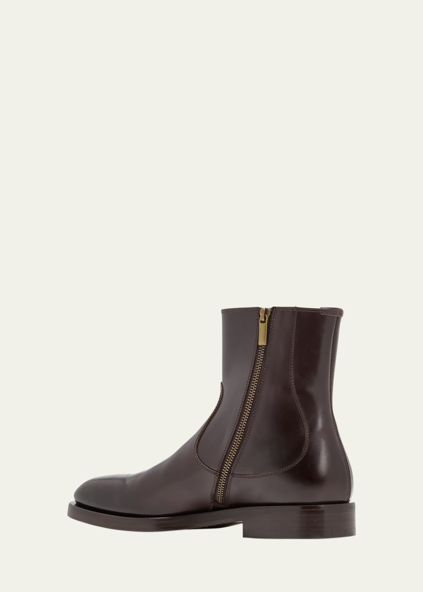 Brunello Cucinelli Men's Polished Calfskin Dress Boots Image 4 of 5