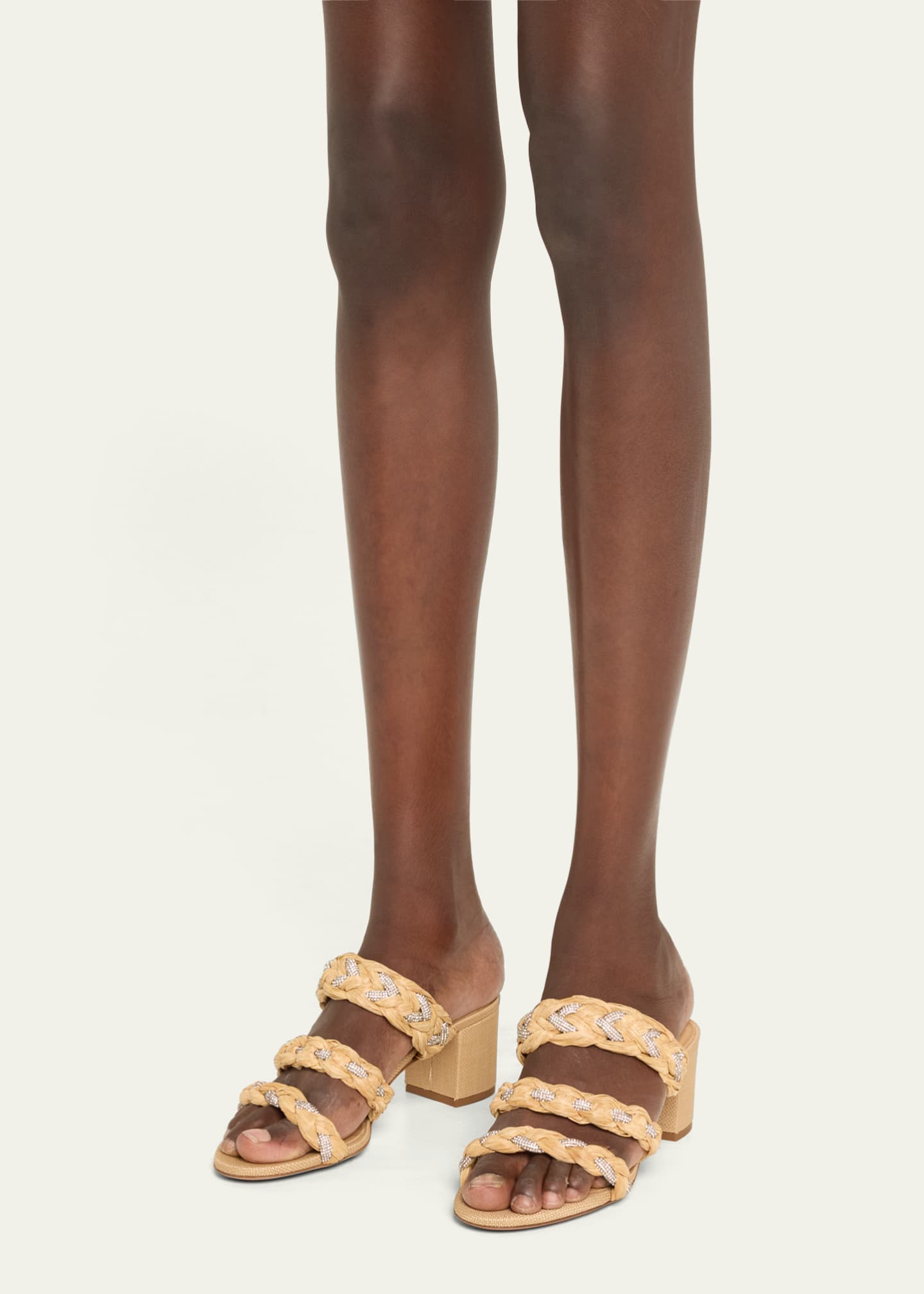 Aquazzura Costiera Braided Crystal Trio-Band Sandals Image 2 of 5