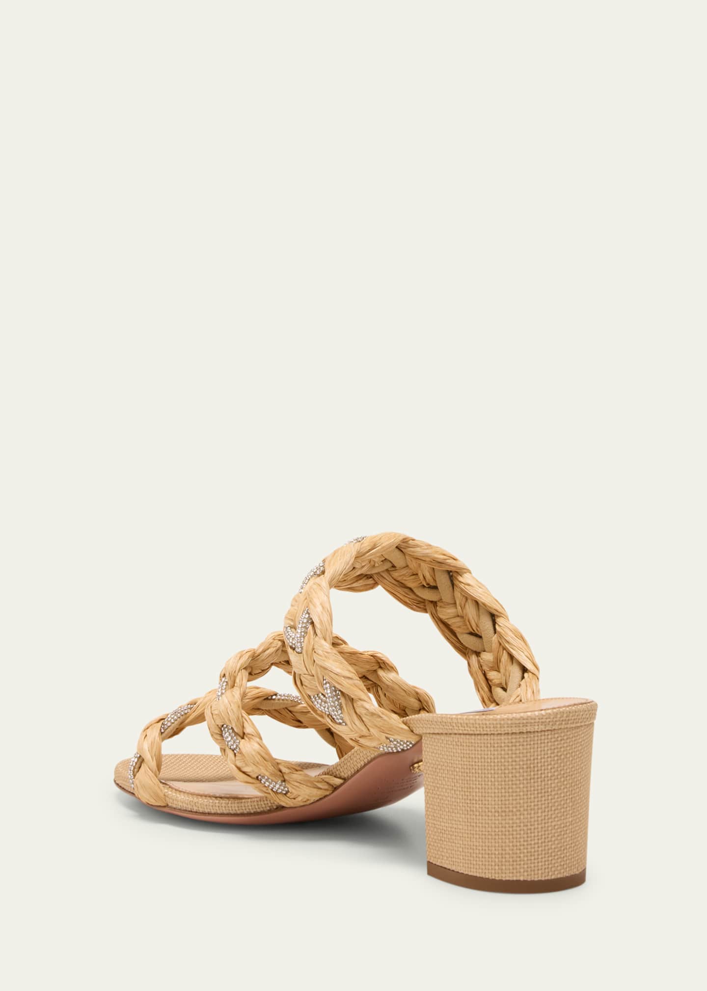Aquazzura Costiera Braided Crystal Trio-Band Sandals Image 4 of 5