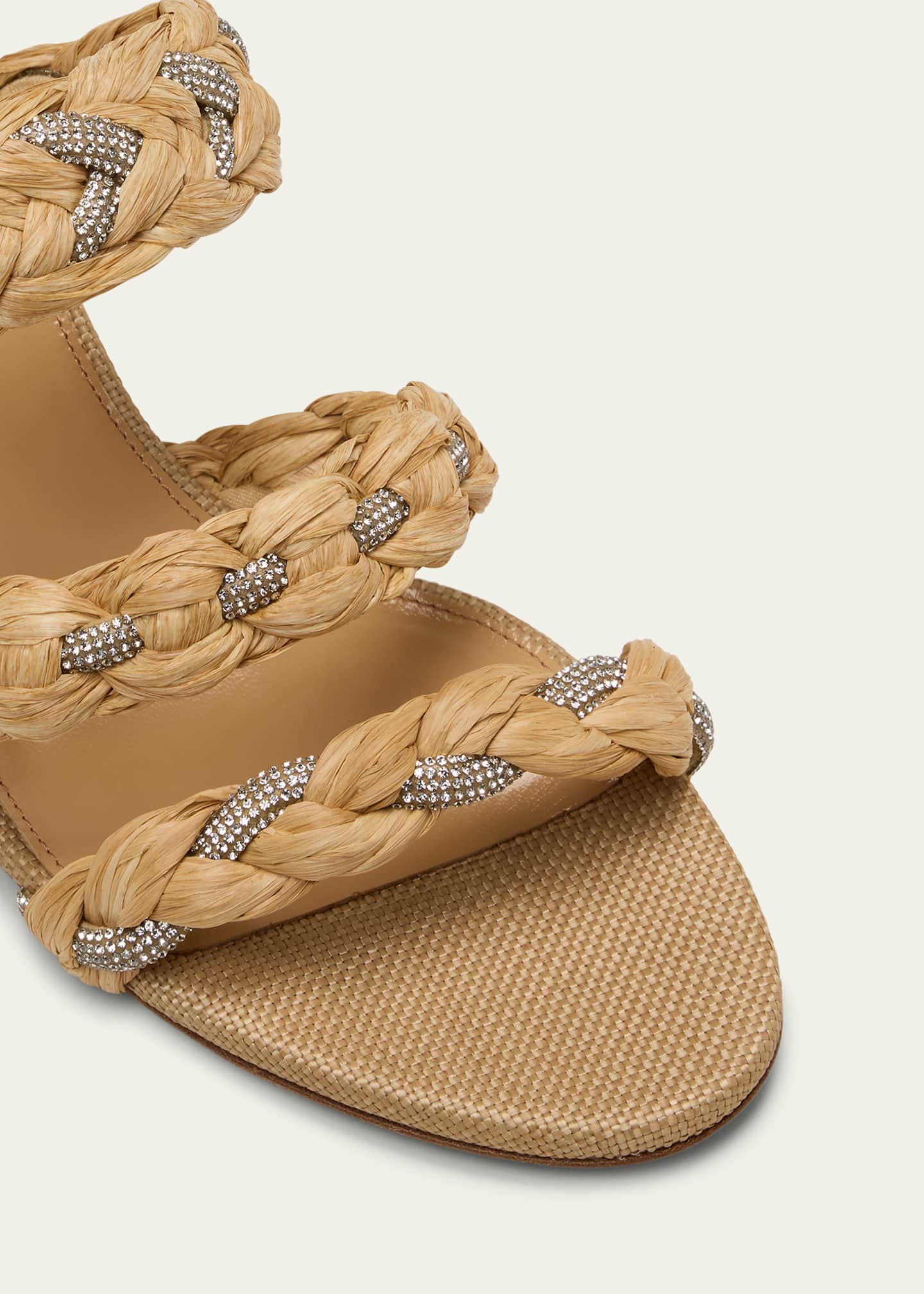 Aquazzura Costiera Braided Crystal Trio-Band Sandals Image 5 of 5