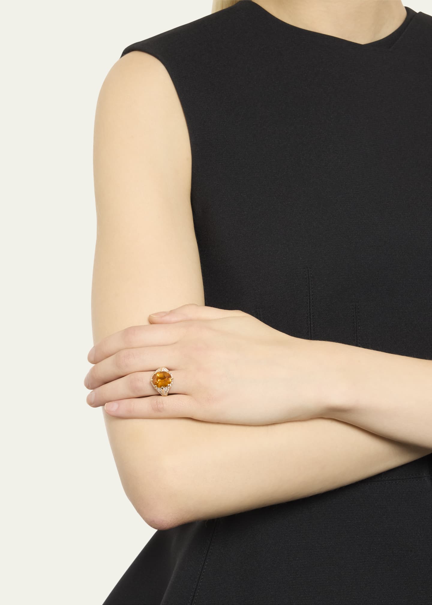 Bayco 18K Yellow Gold Statement Ring with Orange Sapphire and Diamonds Image 2 of 4