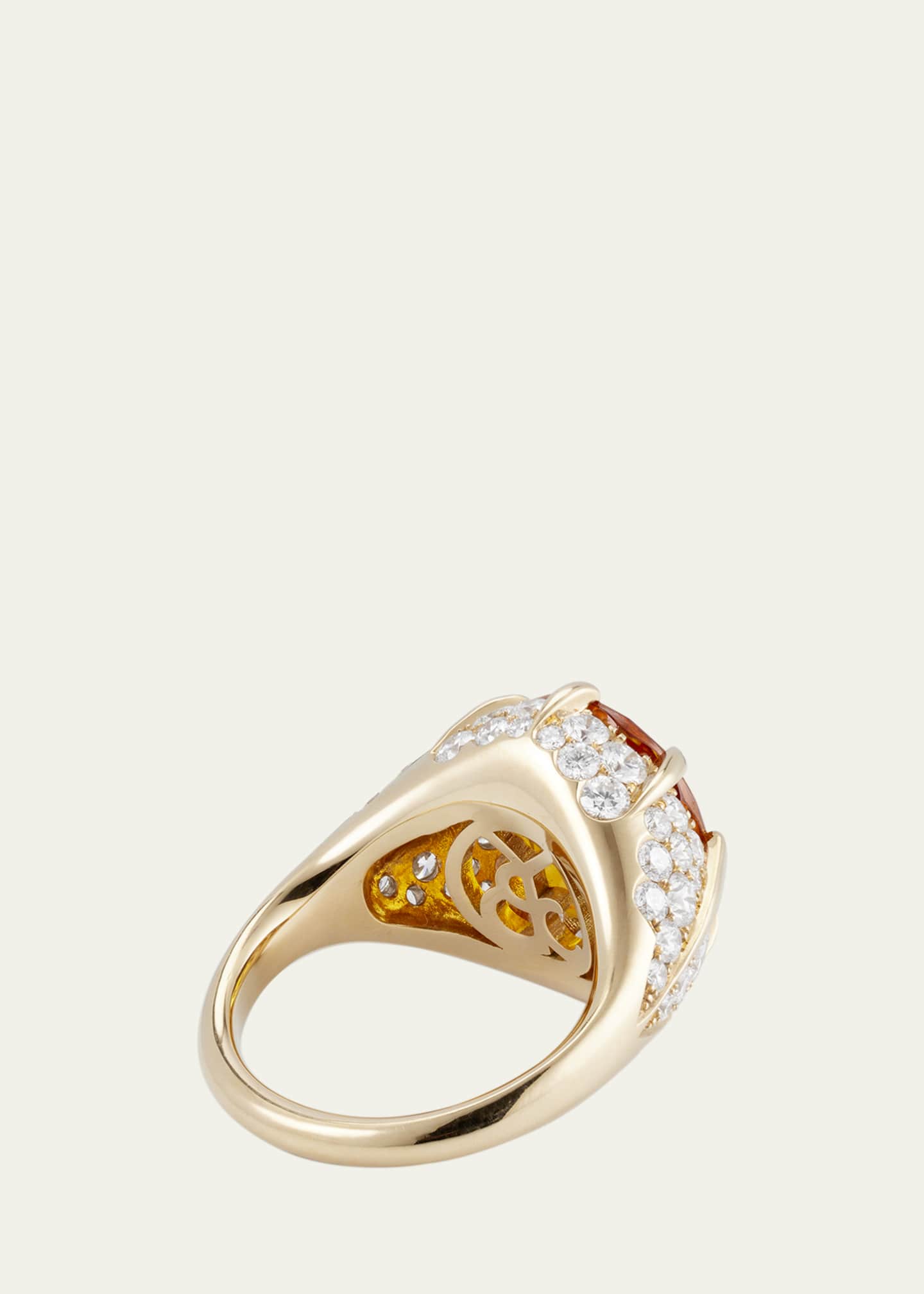 Bayco 18K Yellow Gold Statement Ring with Orange Sapphire and Diamonds Image 4 of 4
