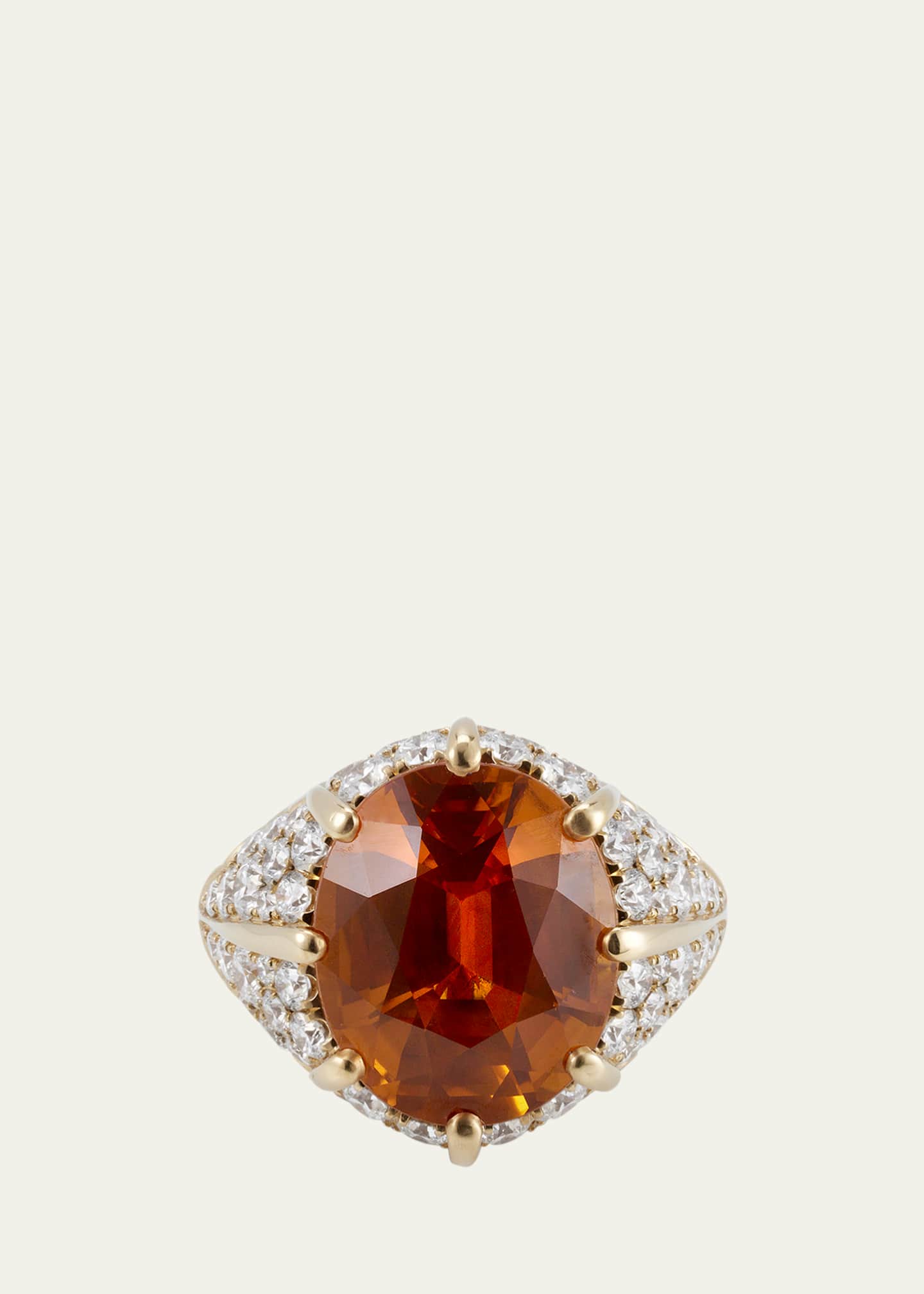 Bayco 18K Yellow Gold Statement Ring with Orange Sapphire and Diamonds Image 1 of 4